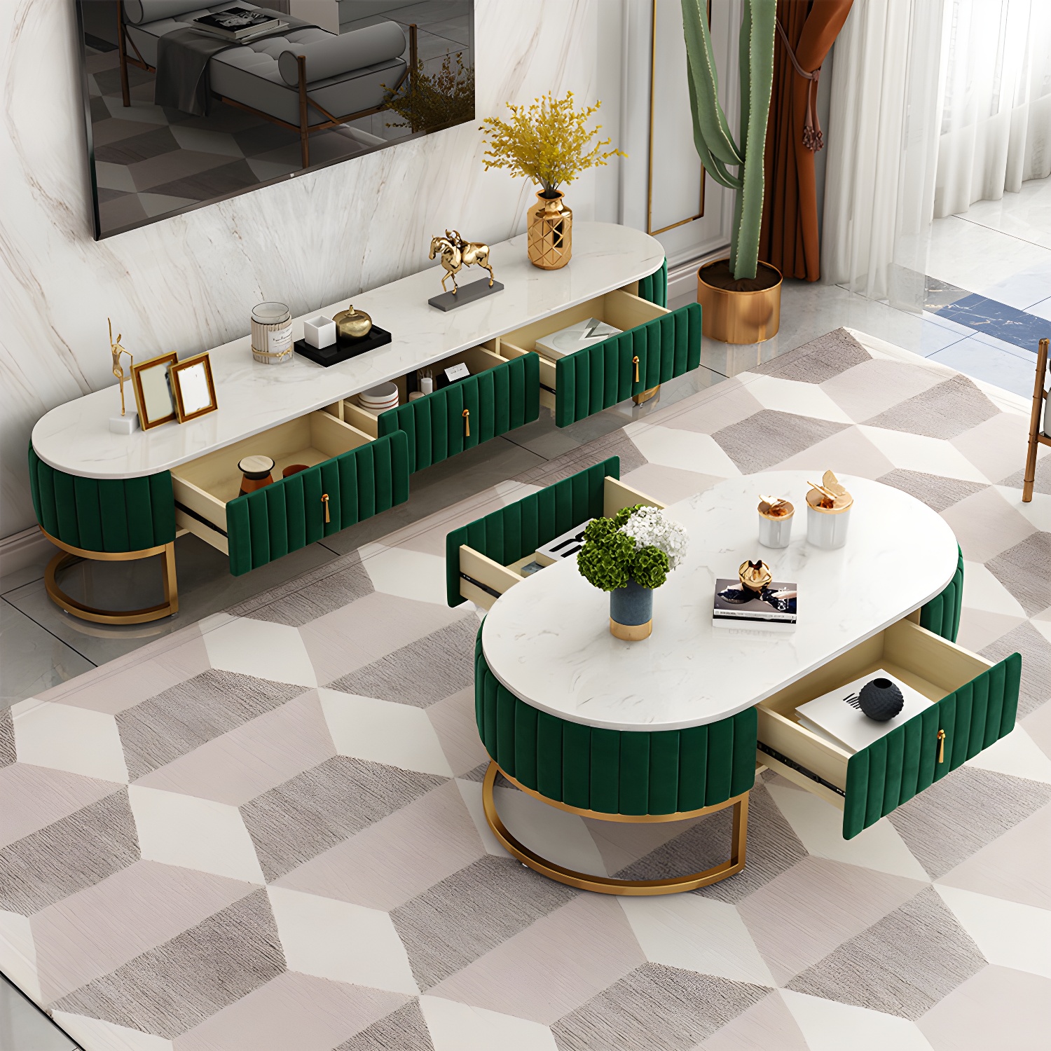 Glam Marble Media Console | Ormau - image 4