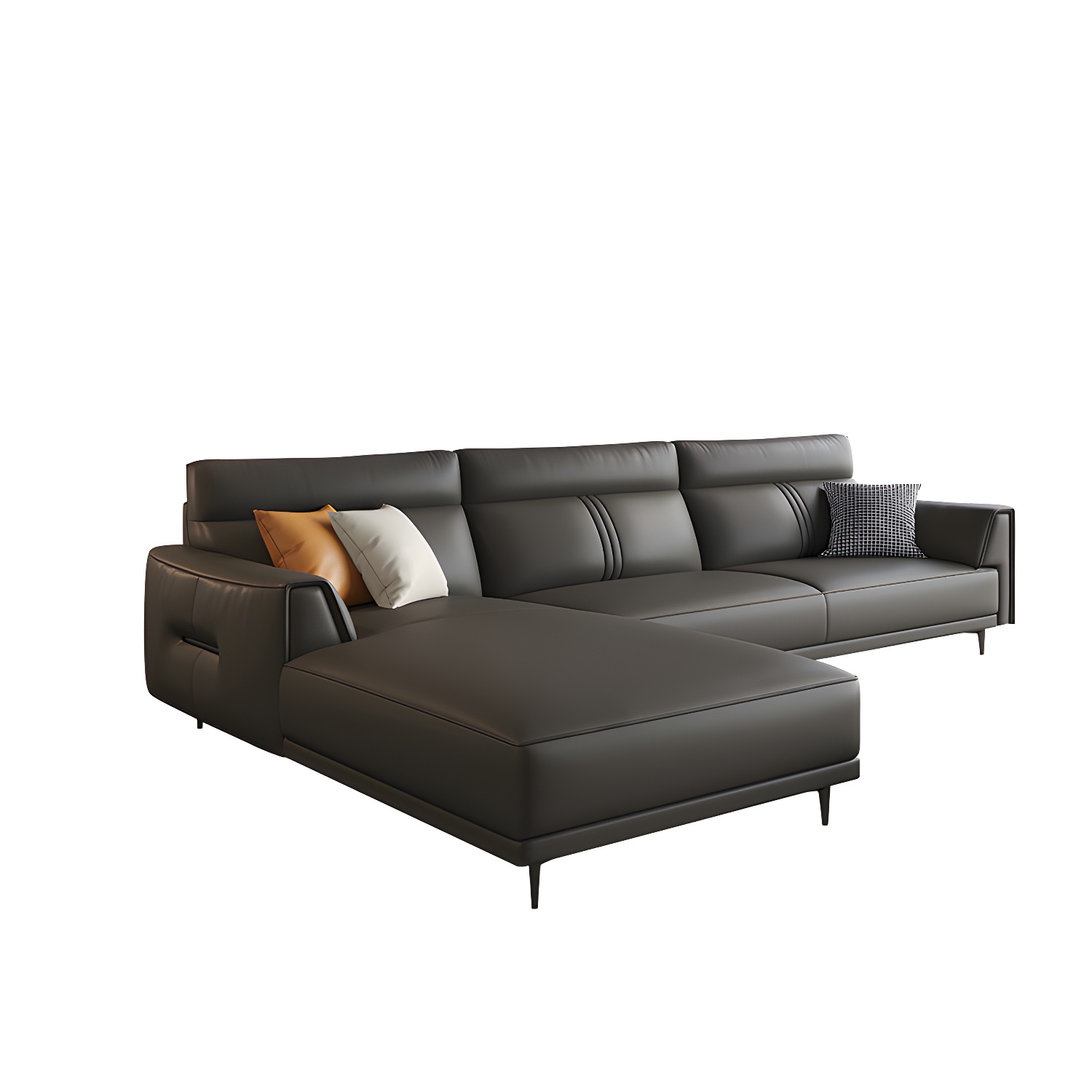 Leather Flared-Arm Sectional Sofa | Ormau - image 29