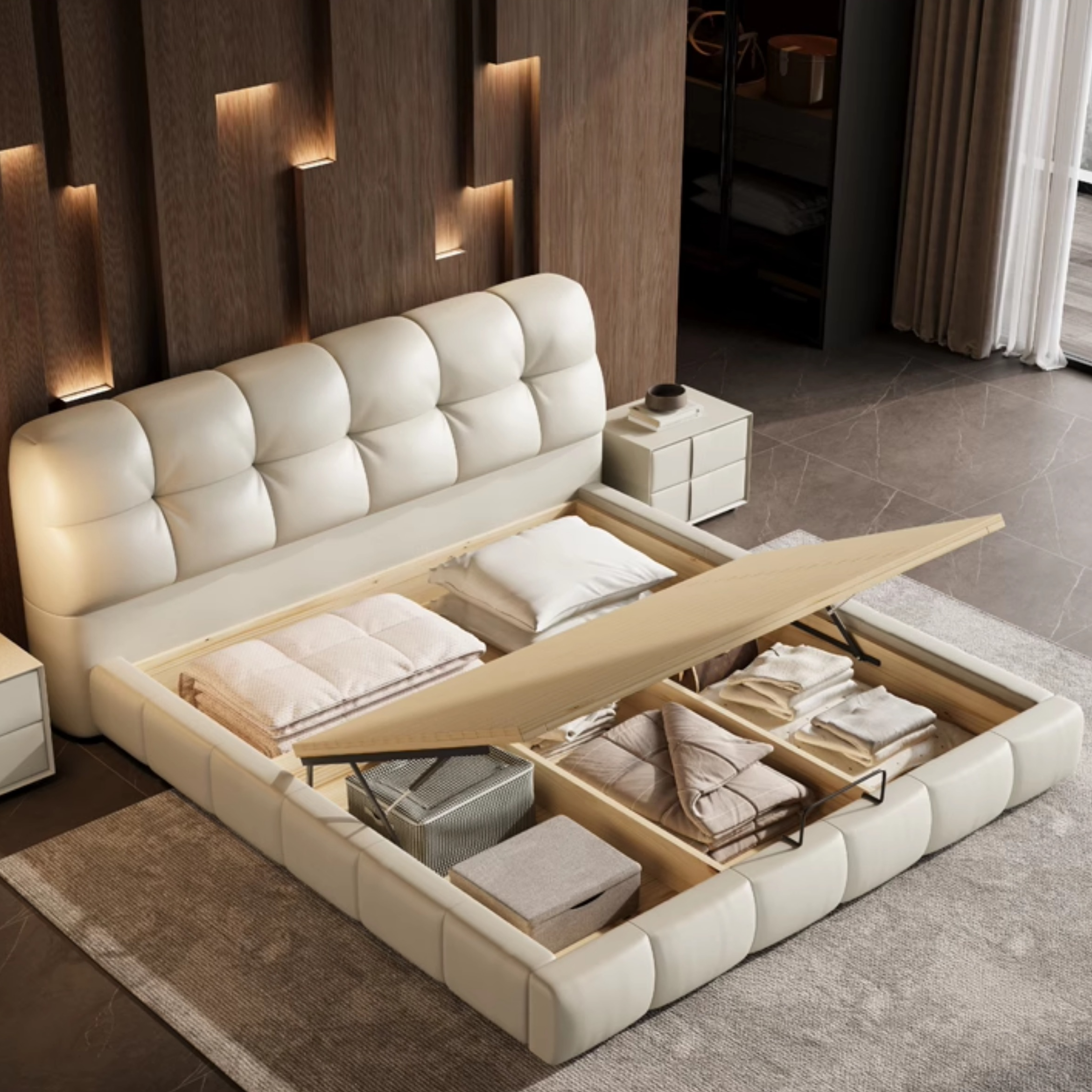 Button-Tufted Storage Bed | Ormau - image 23