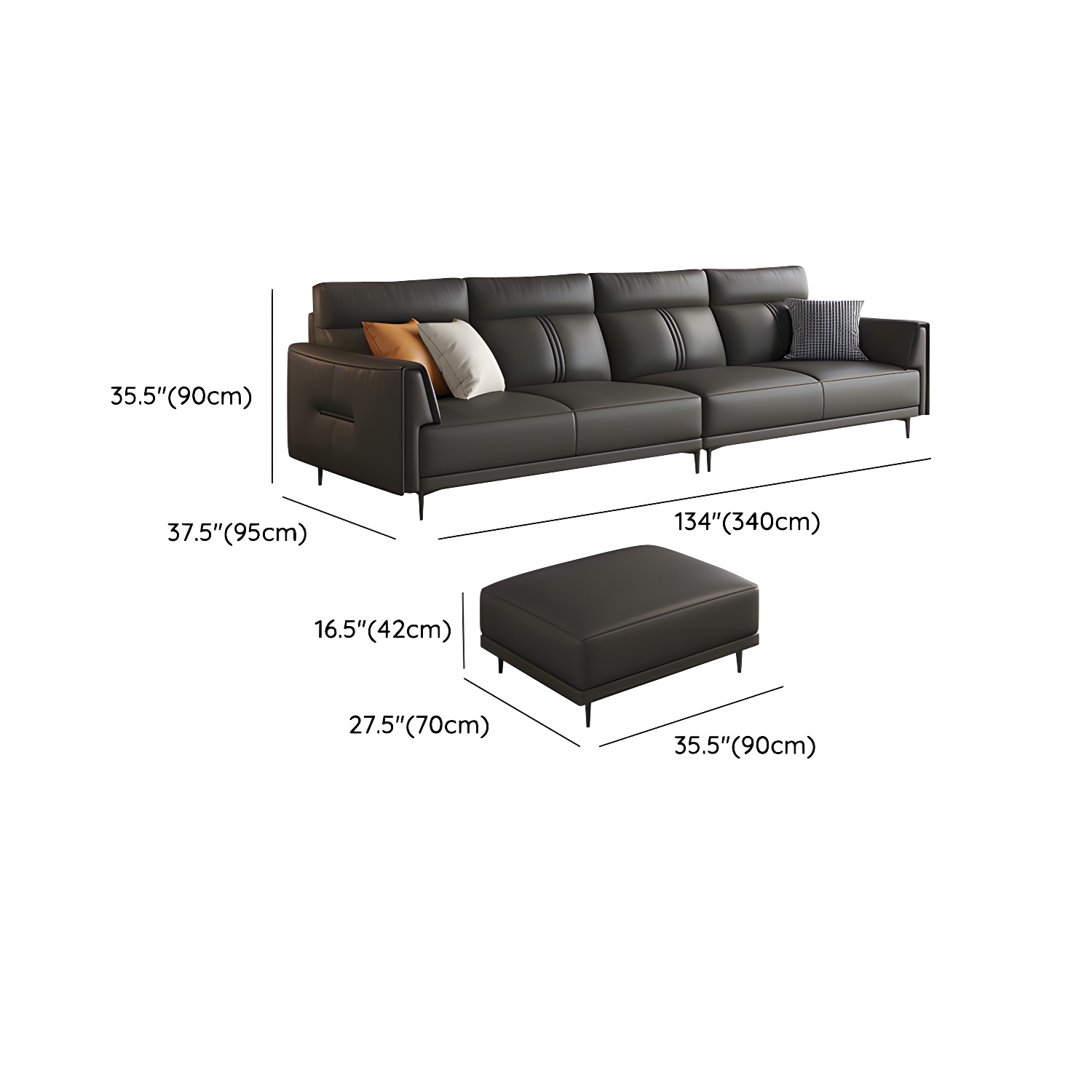 Leather Flared-Arm Sectional Sofa | Ormau - image 17