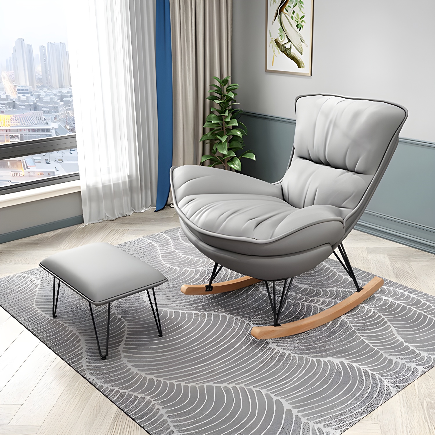 Modern Rocking Chair with Ottoman | Ormau - image 5