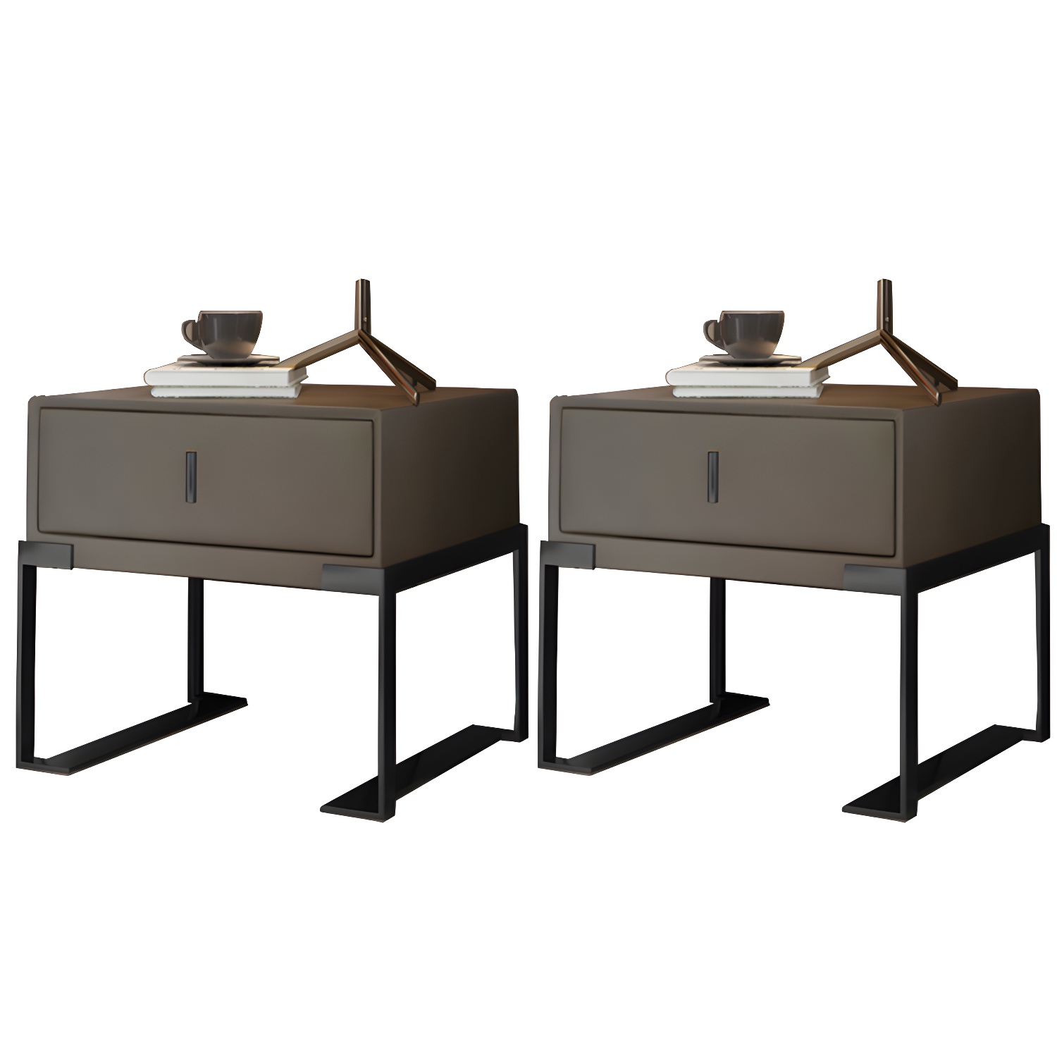 Leather Nightstand with Metal Legs | Ormau - image 32