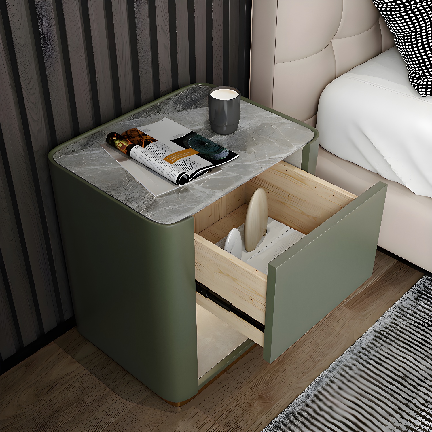 Modern Stone & Wood Nightstand | Ormau - image 8