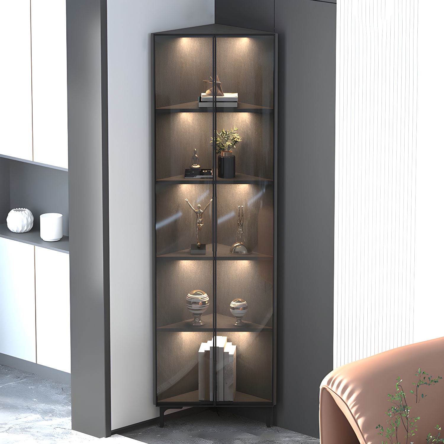 Scandinavian Corner Cabinet with Glass Doors | Ormau - image 23
