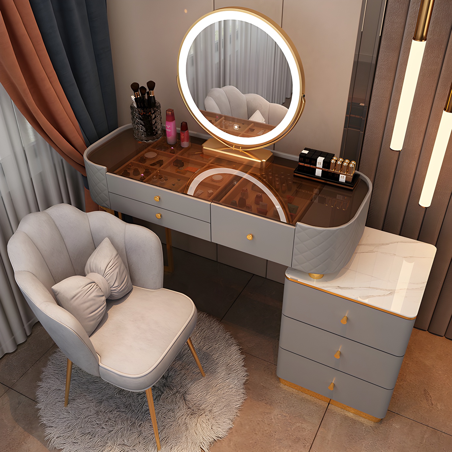 Lighted Vanity Table Set | Ormau - image 7