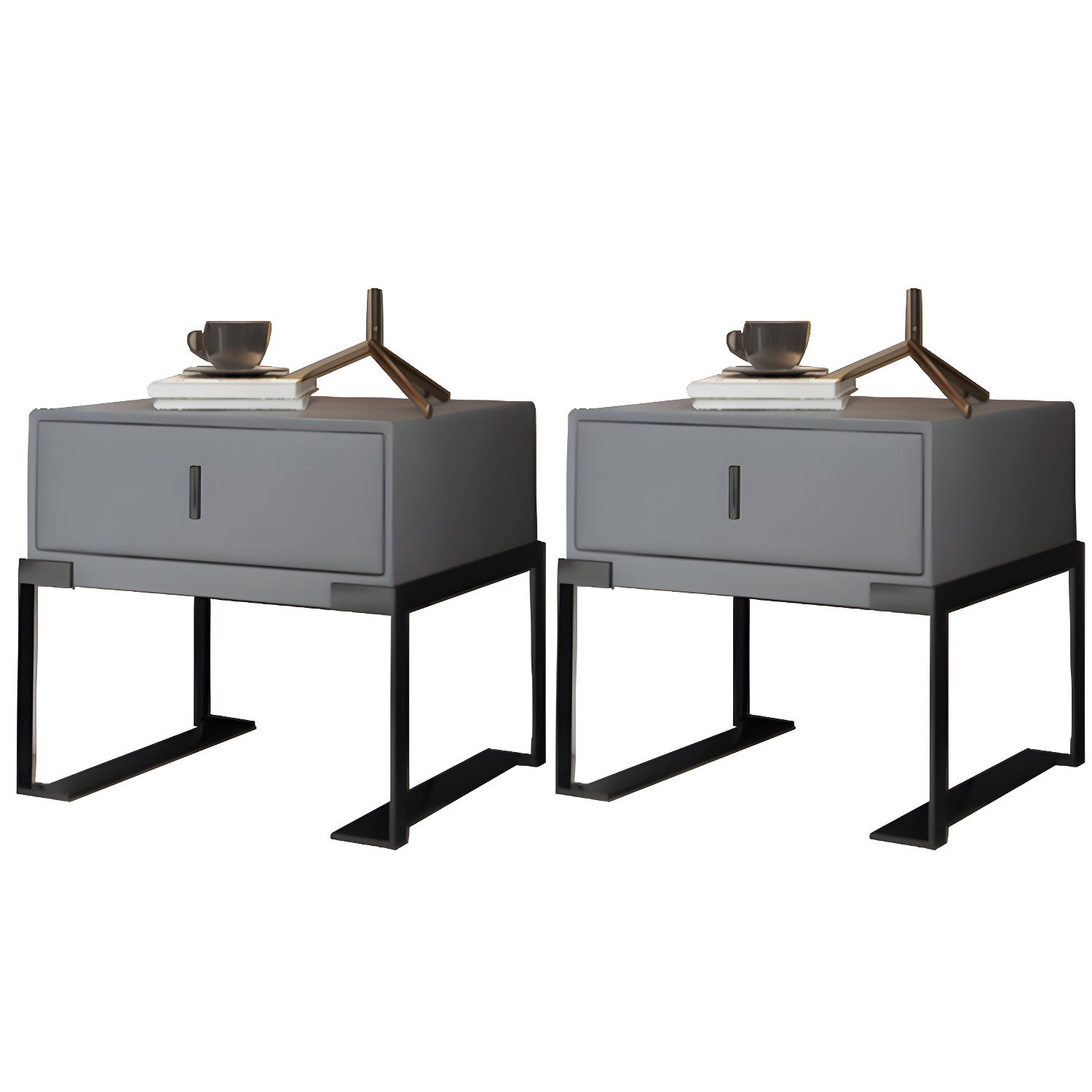 Leather Nightstand with Metal Legs | Ormau - image 33