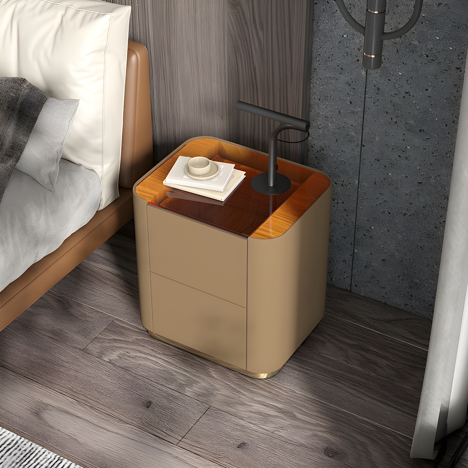 Modern Glass-Top Nightstand | Ormau - image 3
