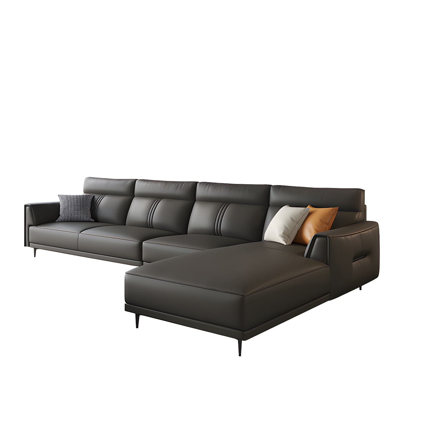 Leather Flared-Arm Sectional Sofa | Ormau - image 26
