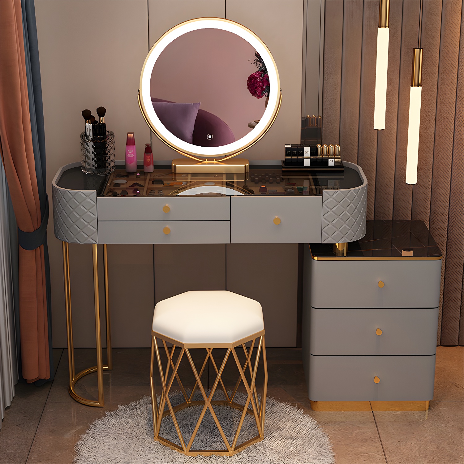 Lighted Vanity Table Set | Ormau - image 38