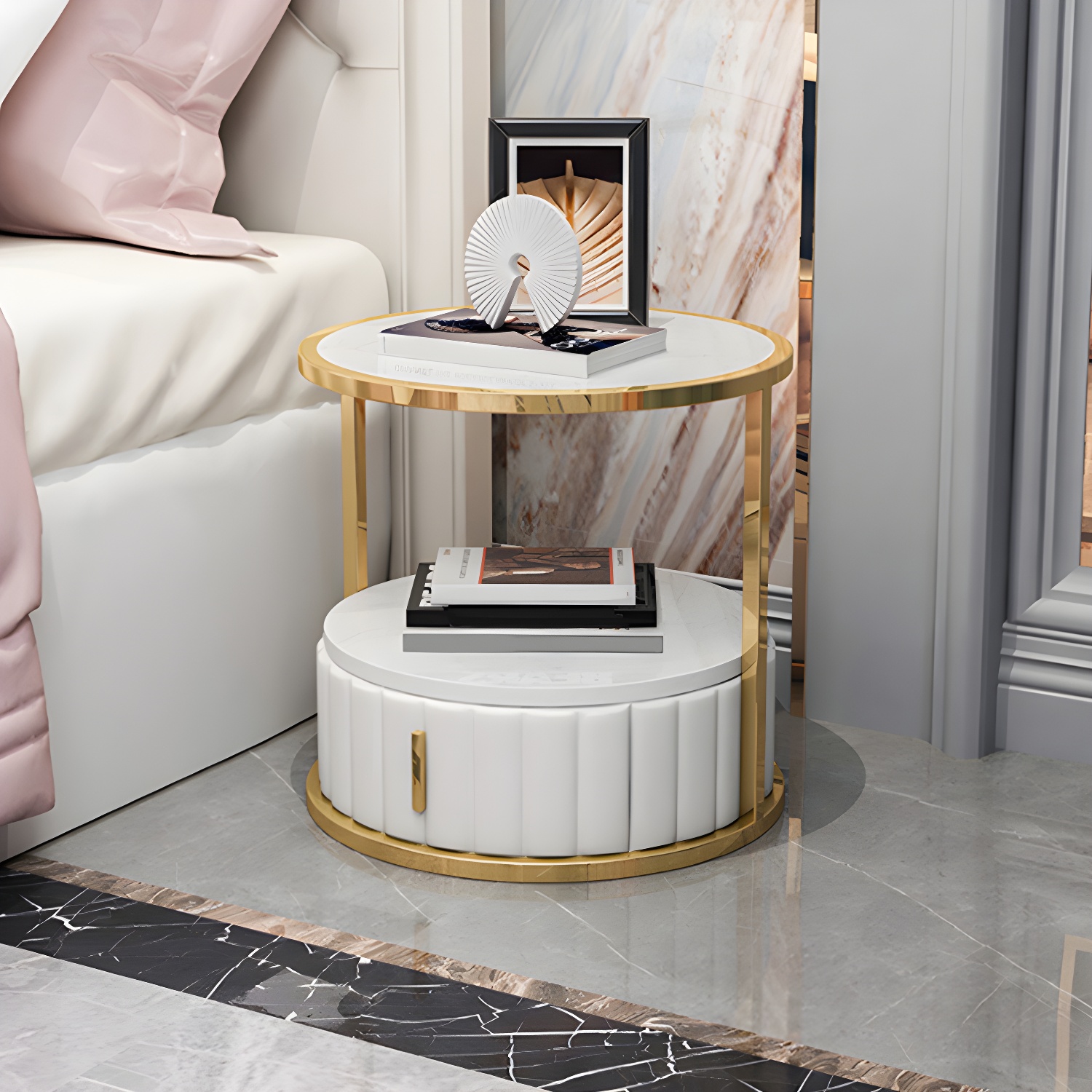 Modern Stone Top Nightstand | Ormau - image 12