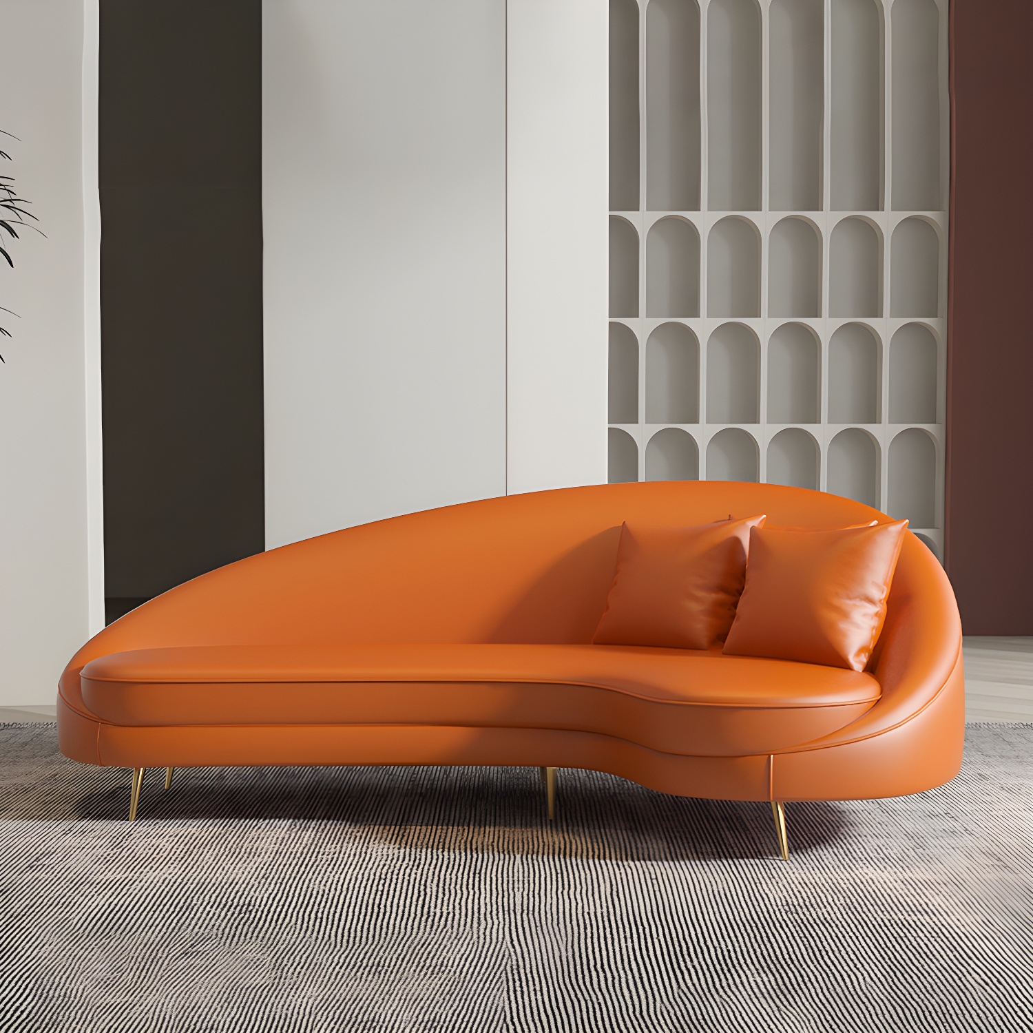 Curved Faux Leather Sofa | Ormau - image 12