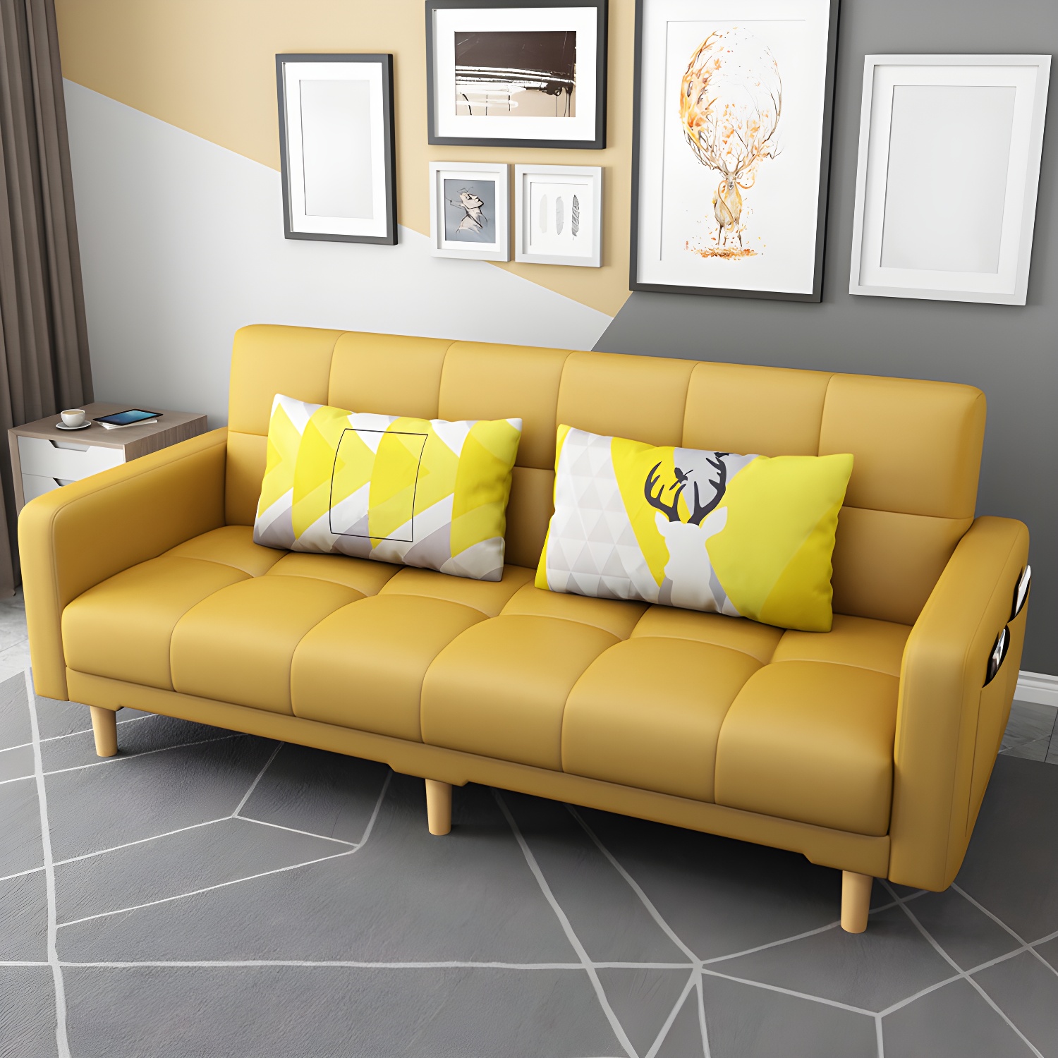 Square Arm Modern Storage Sofa with Biscuit Back Convertible Sofa for Living Room - image 33