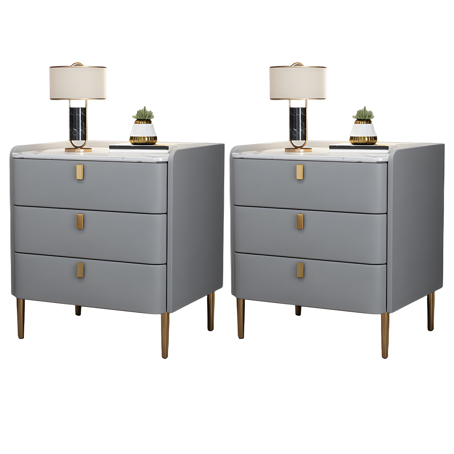 Glam Nightstand with Stone Top | Ormau - image 33