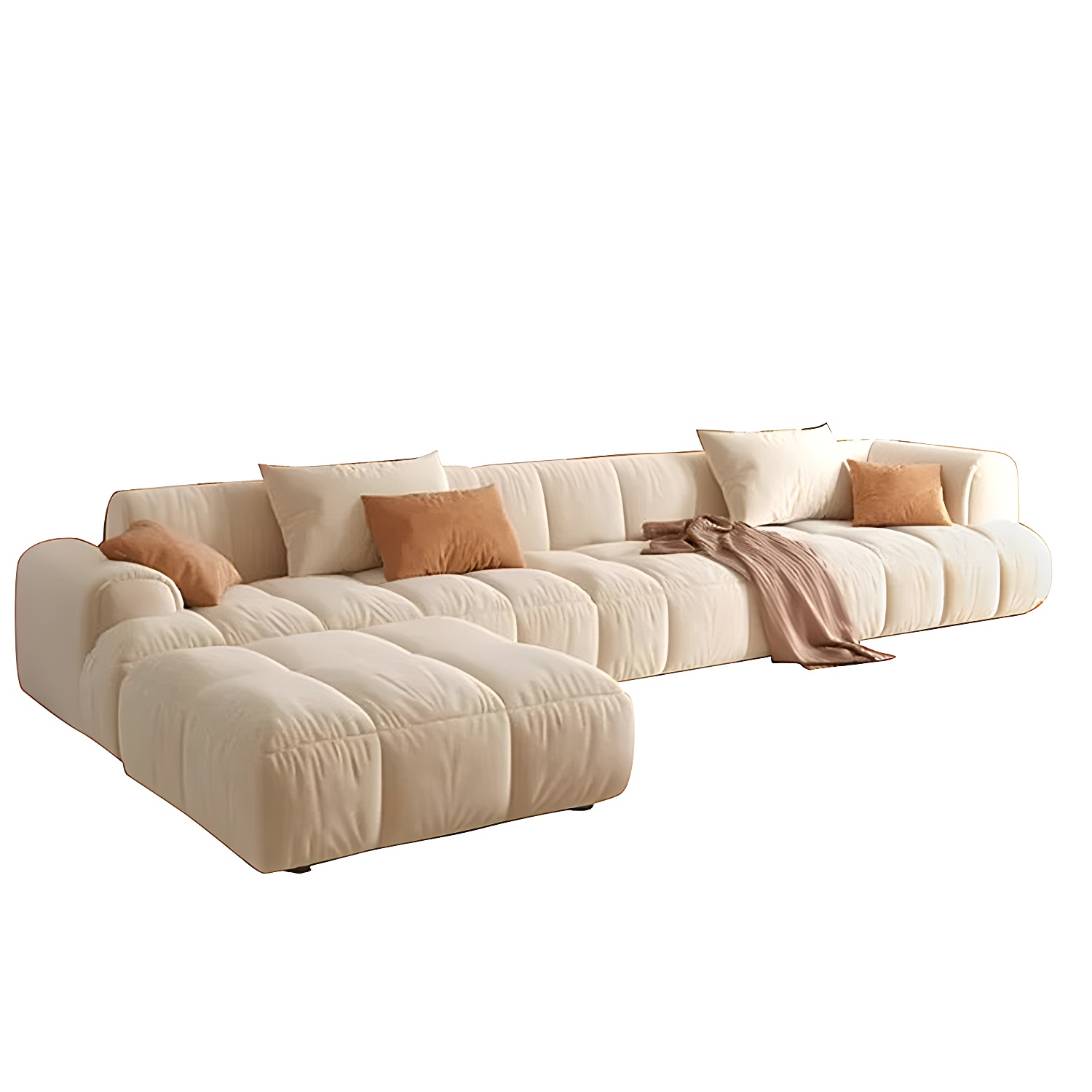 Velvet Round Arm Sectional Sofa | Ormau - image 9