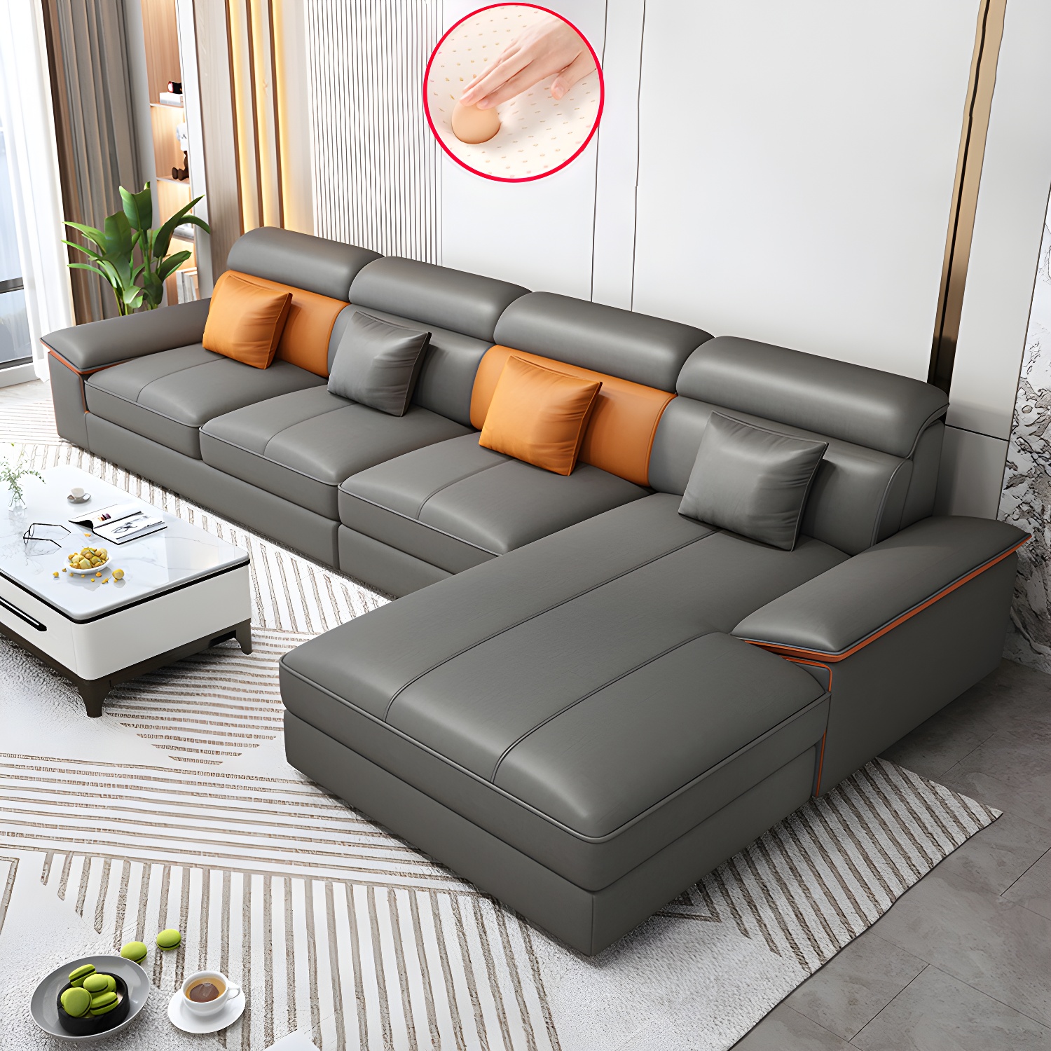 Modern L-Shape Sectional Sofa | Ormau - image 31
