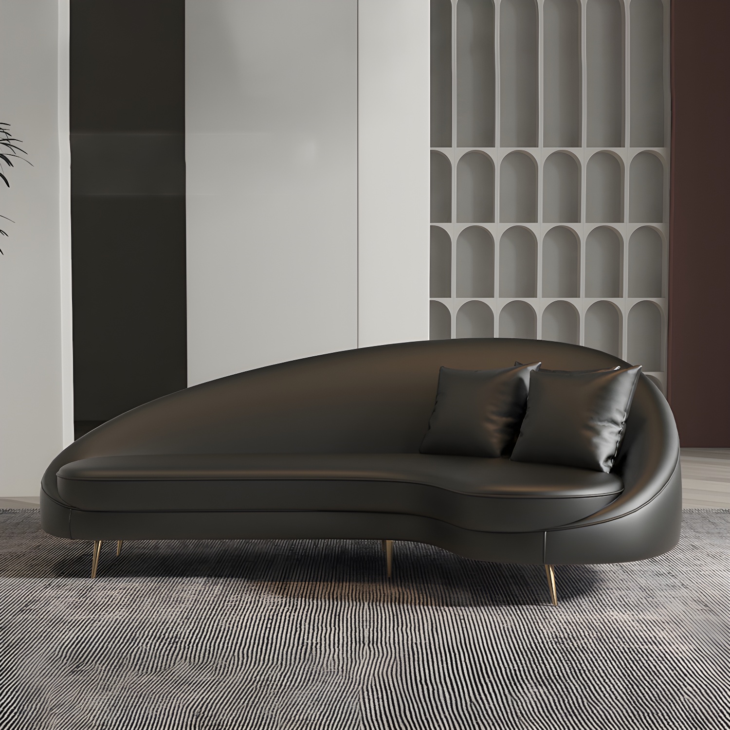 Curved Faux Leather Sofa | Ormau - image 2