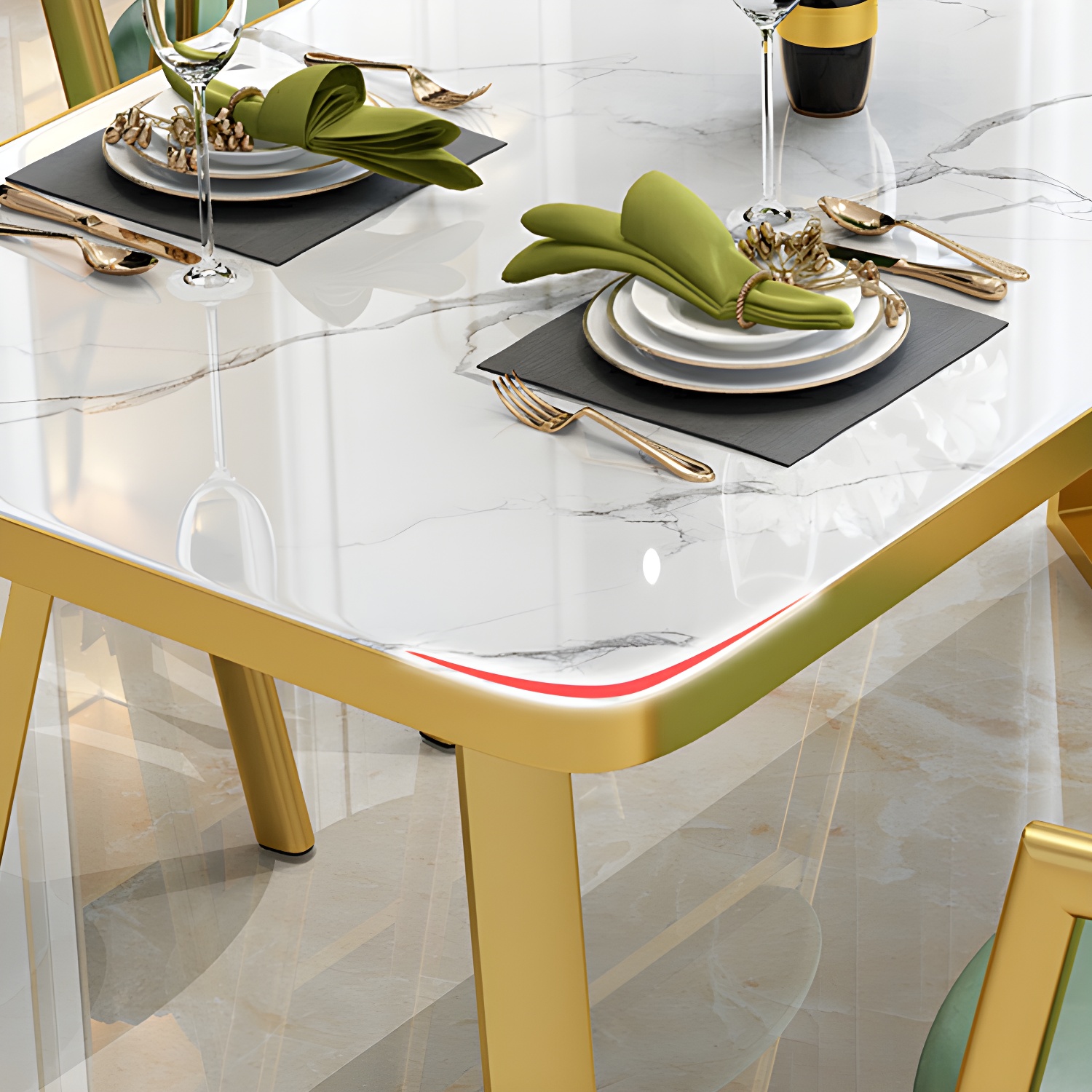 Glam White Dining Set with Upholstered Chairs | Ormau - image 13