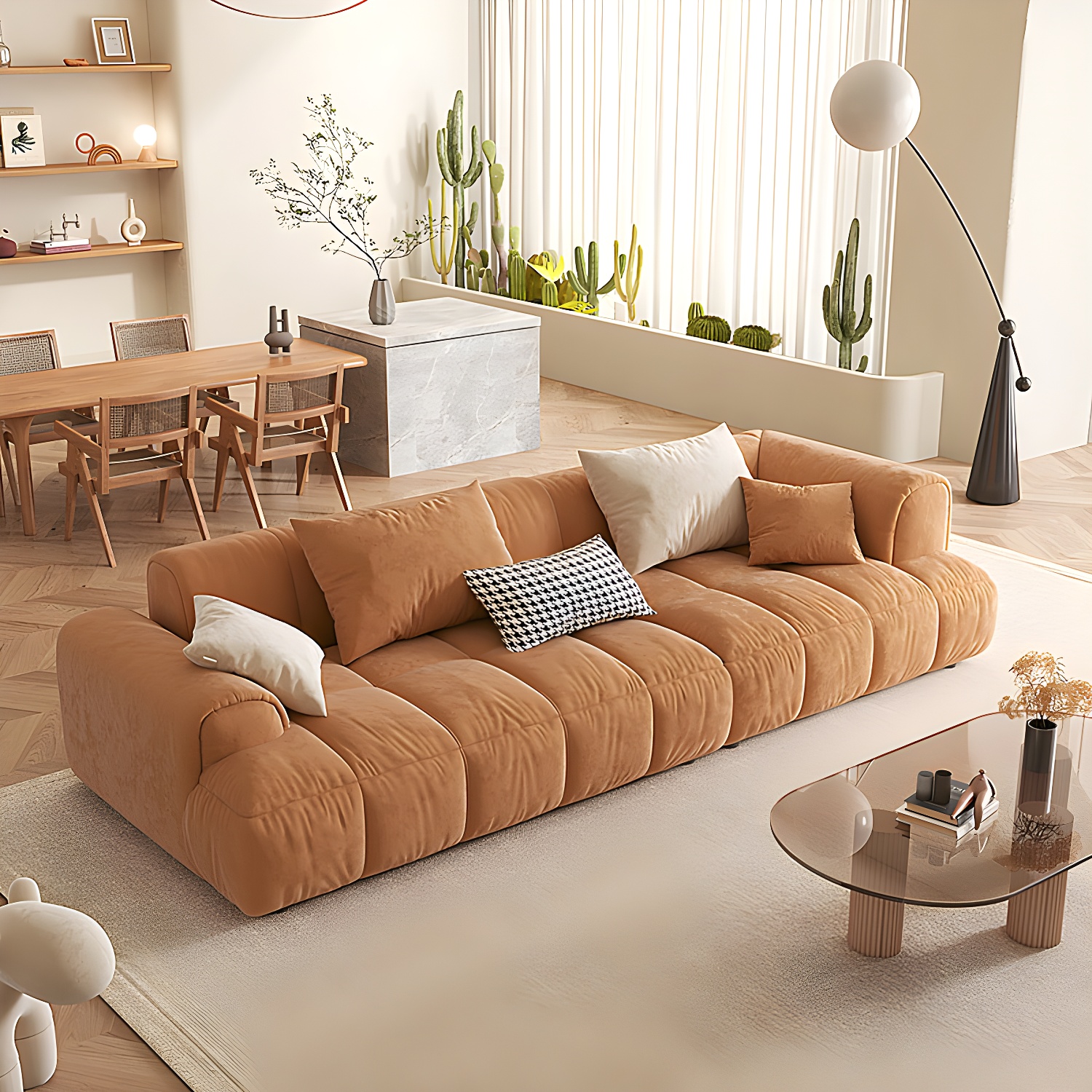 Velvet Round Arm Sectional Sofa | Ormau - image 4