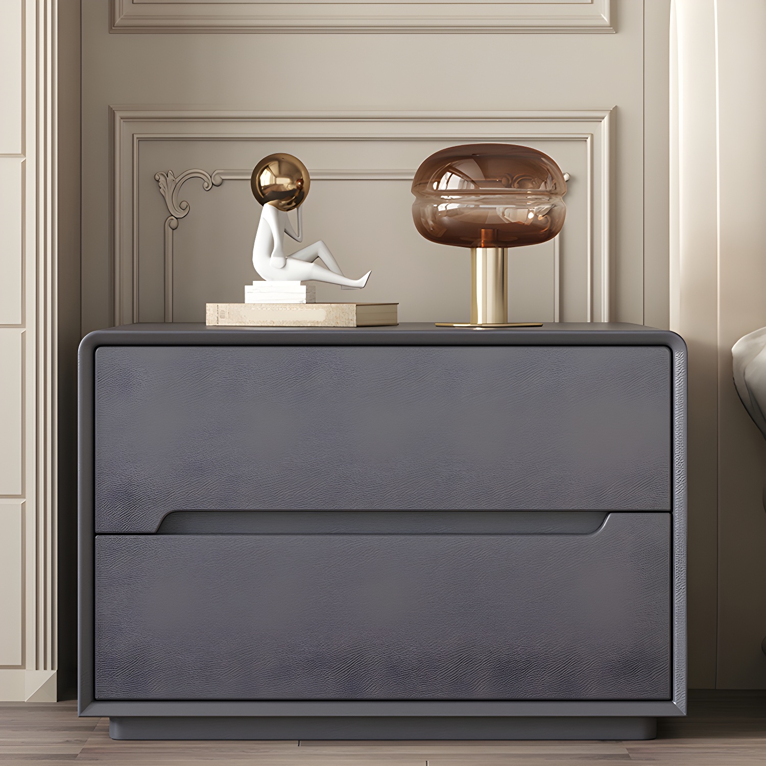 Modern Faux Leather Nightstand | Ormau - image 3