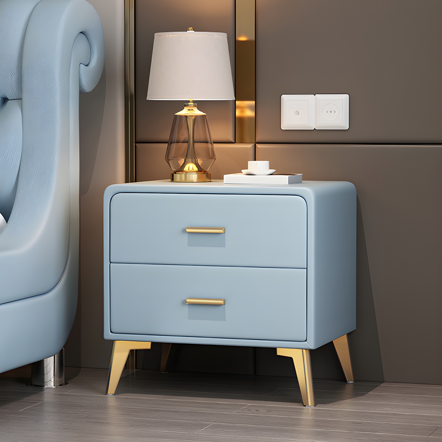 Modern Faux Leather Nightstand | Ormau - image 11