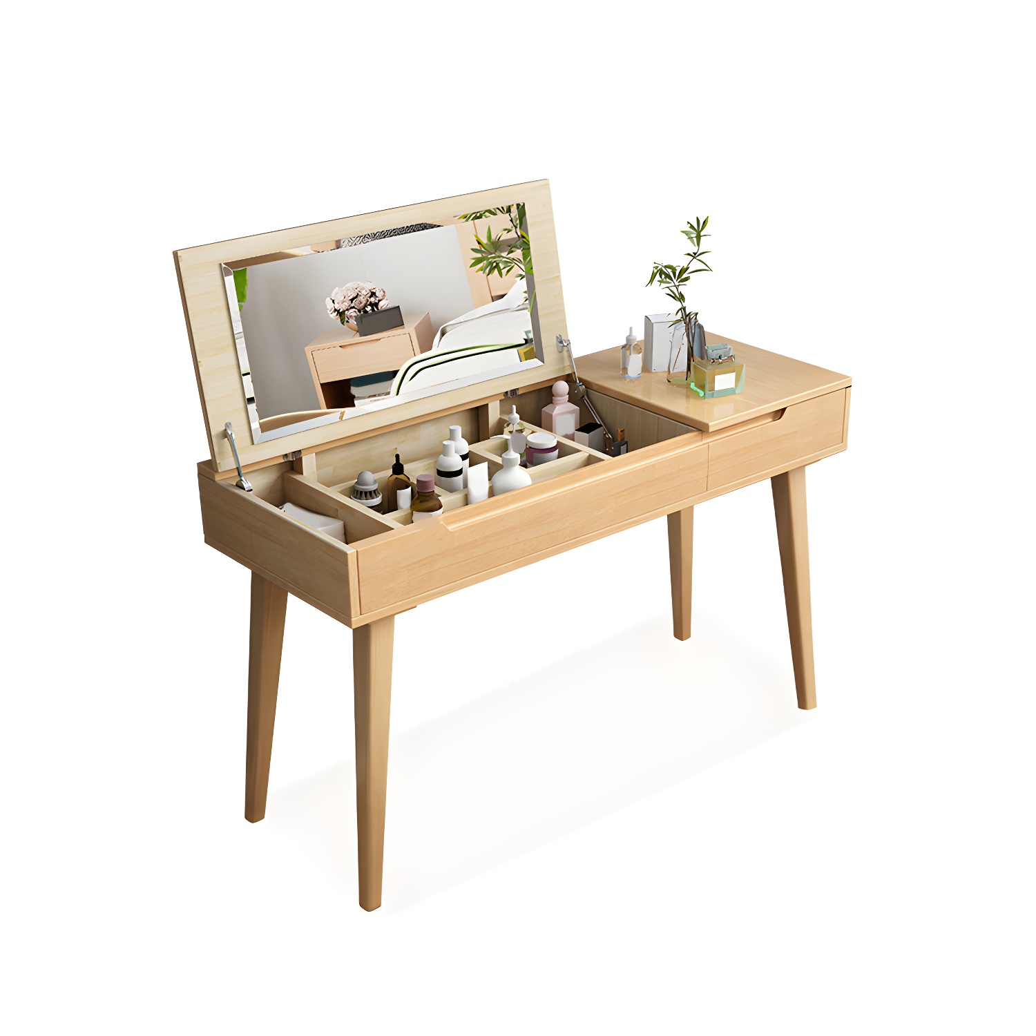 Solid Wood Makeup Vanity with Mirror | Ormau - image 27