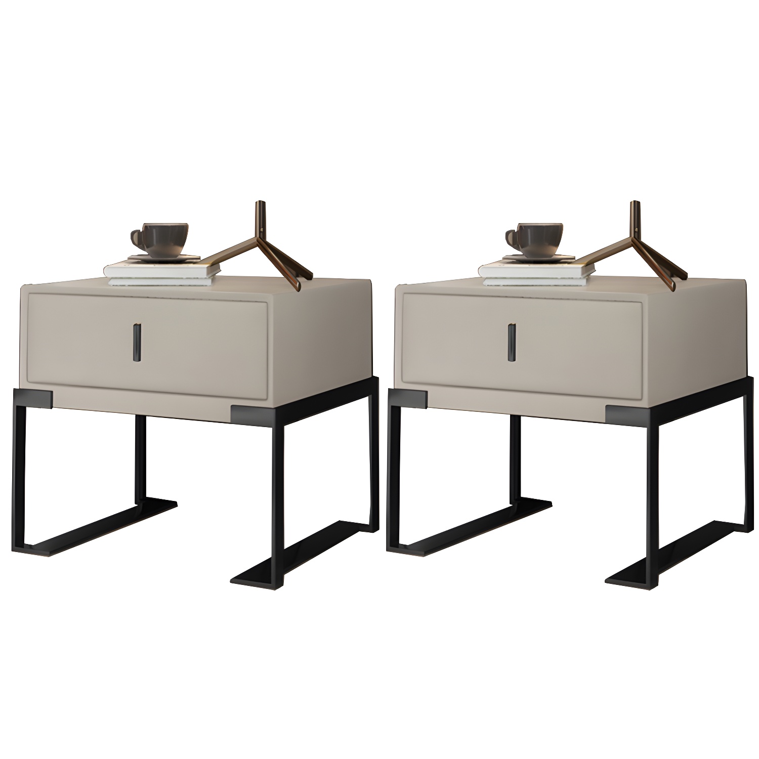 Leather Nightstand with Metal Legs | Ormau - image 48