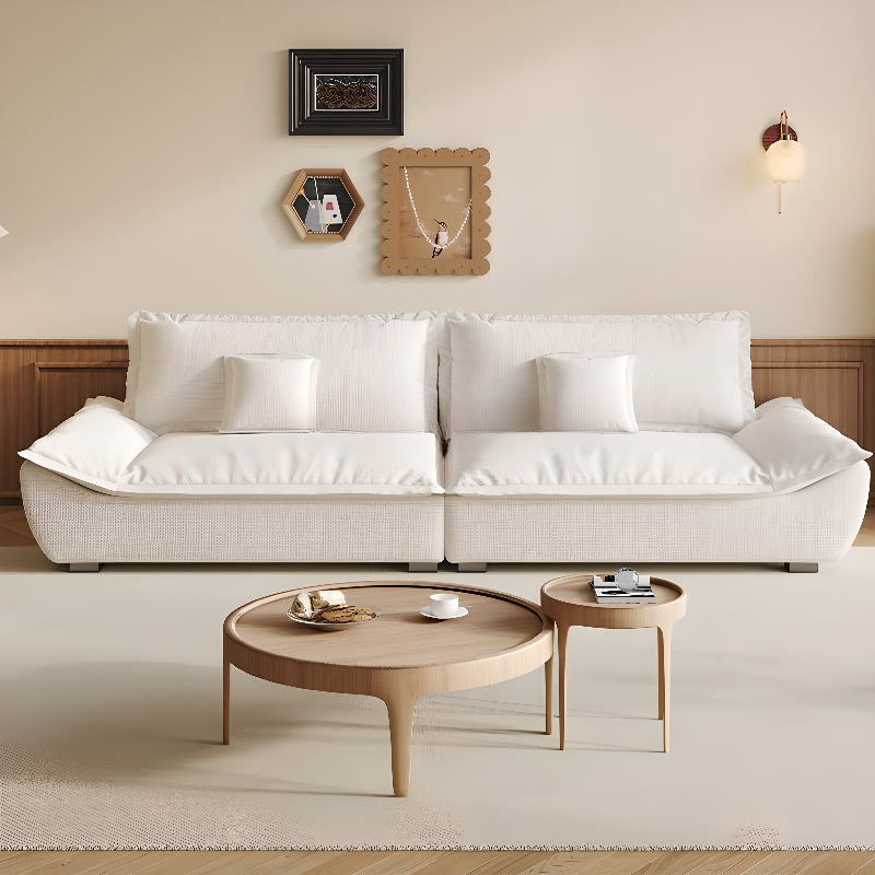 Modish Solid Color Stain Resistant Standard Sofa/Loveseat for 3-seater/4-seater/5 Person with 2 Pillows - image 10