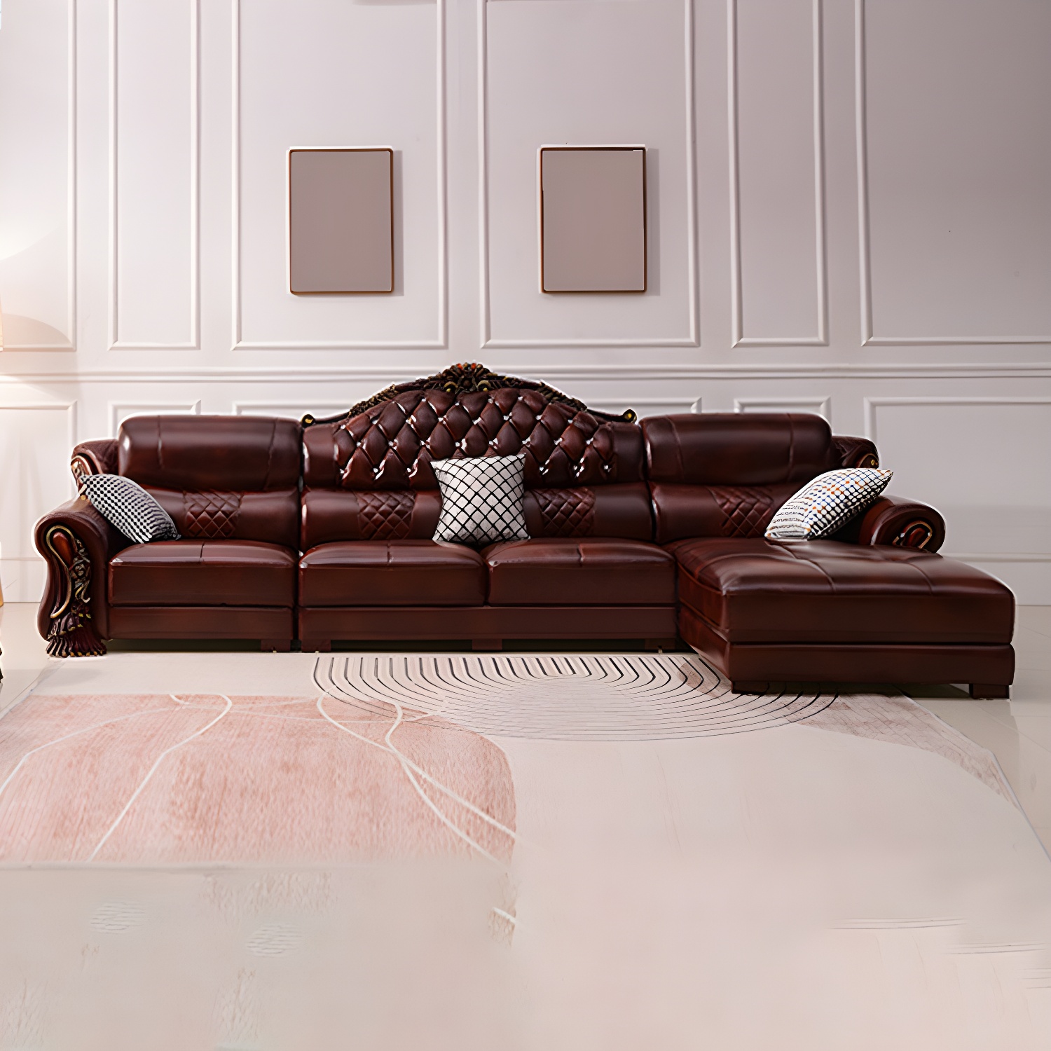 Rolled Arm Leather Sectional | Ormau - image 5