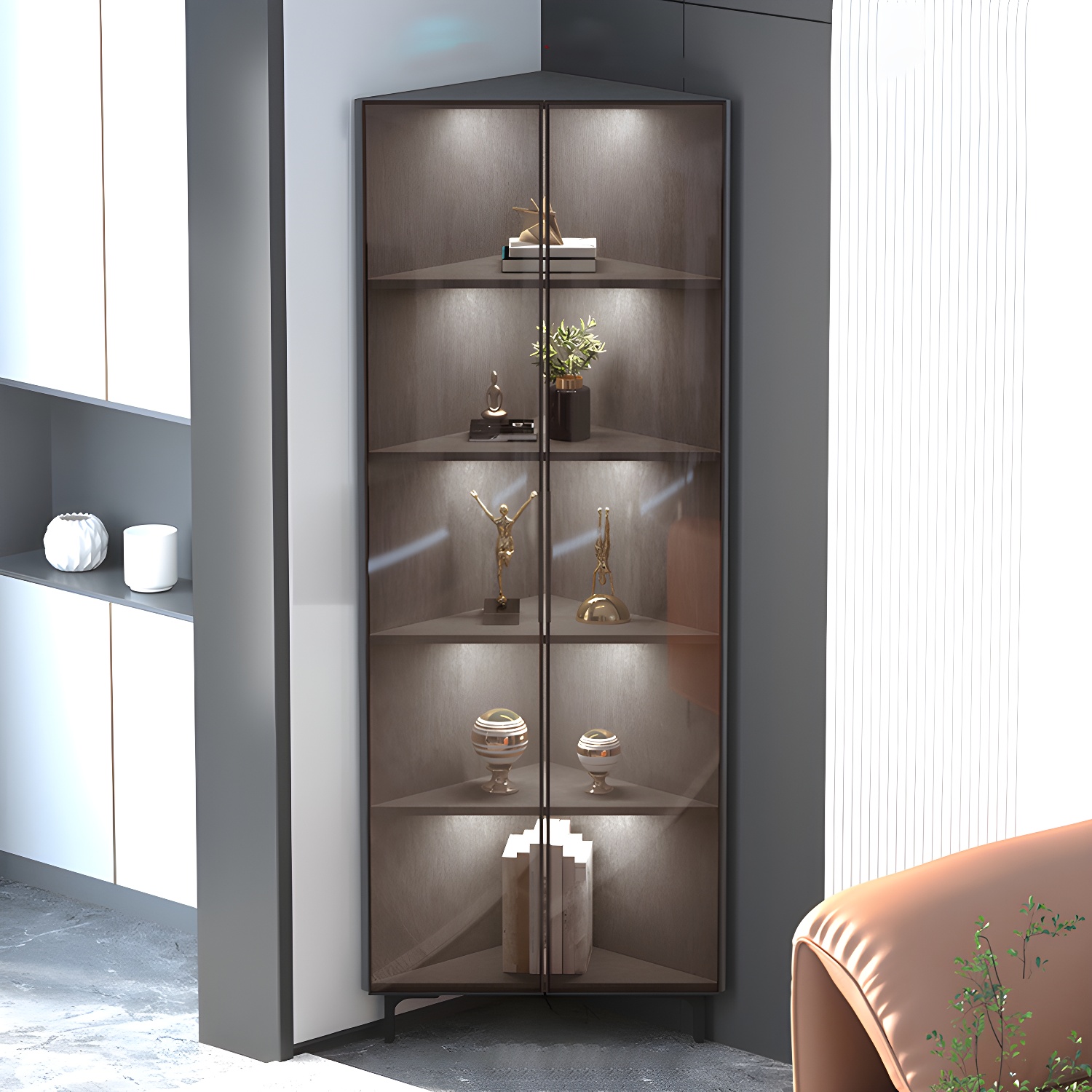 Scandinavian Corner Cabinet with Glass Doors | Ormau - image 24