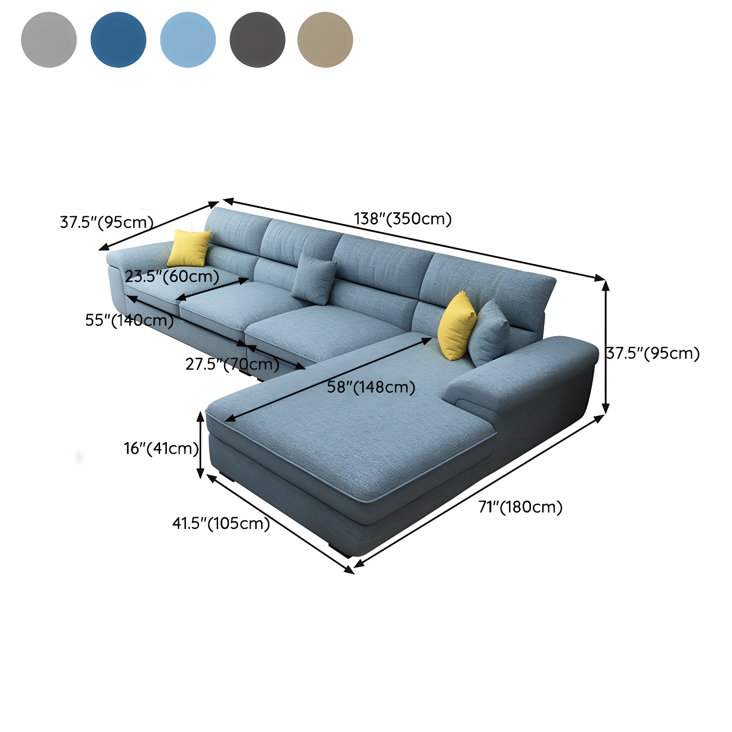 Modern Pillow Top Sectional Sofa | Ormau - image 14
