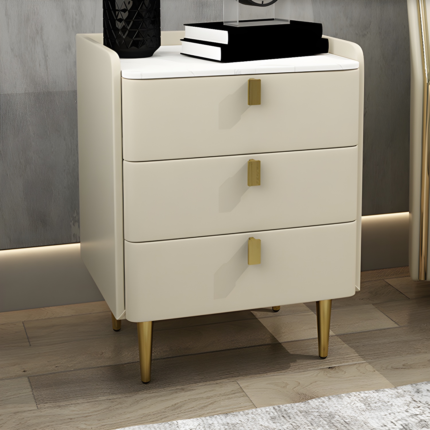 Modern Stone Top Nightstand | Ormau - image 6