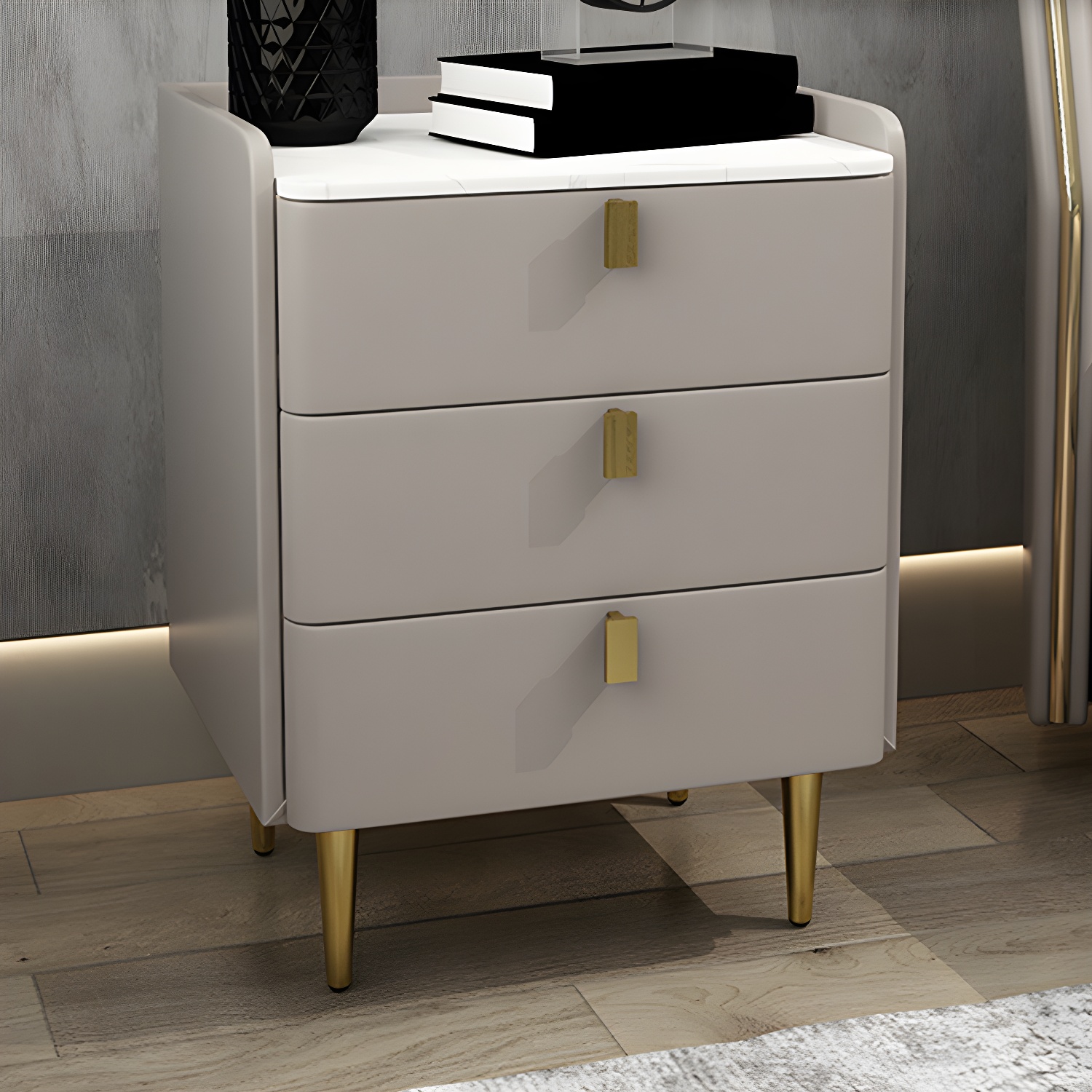 Modern Stone Top Nightstand | Ormau - image 7