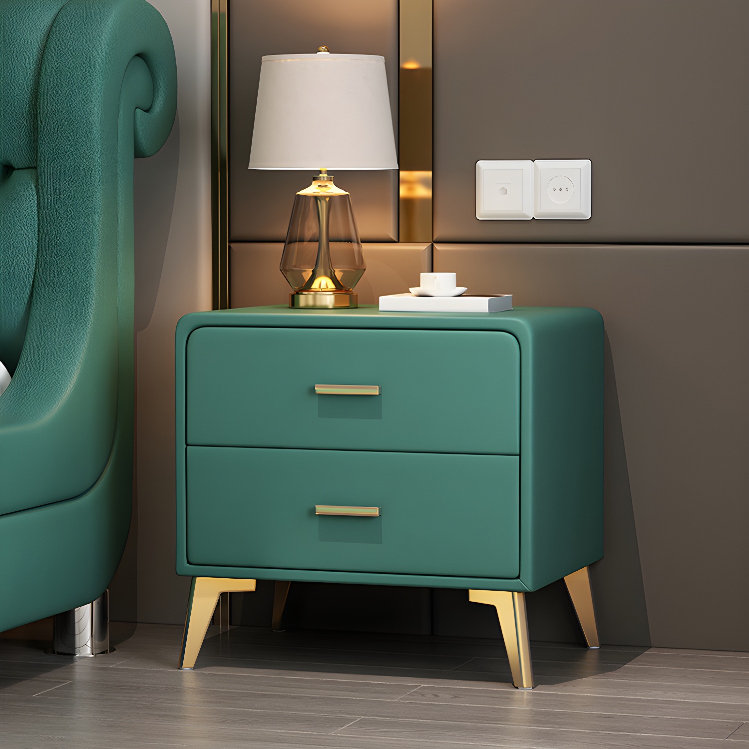 Modern Faux Leather Nightstand | Ormau - image 5