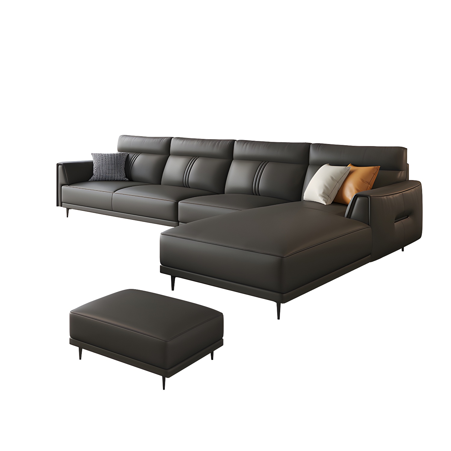 Leather Flared-Arm Sectional Sofa | Ormau - image 34