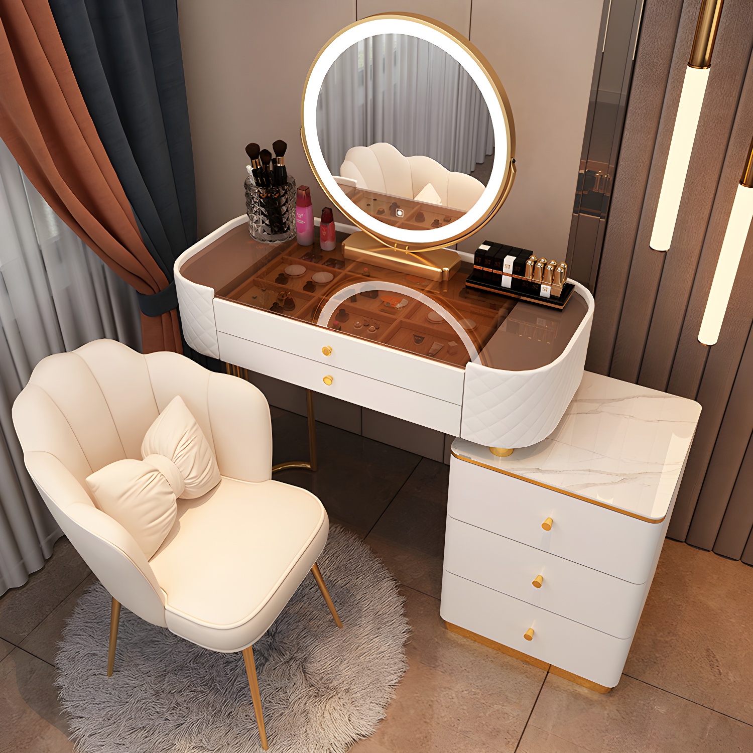 Lighted Vanity Table Set | Ormau - image 30