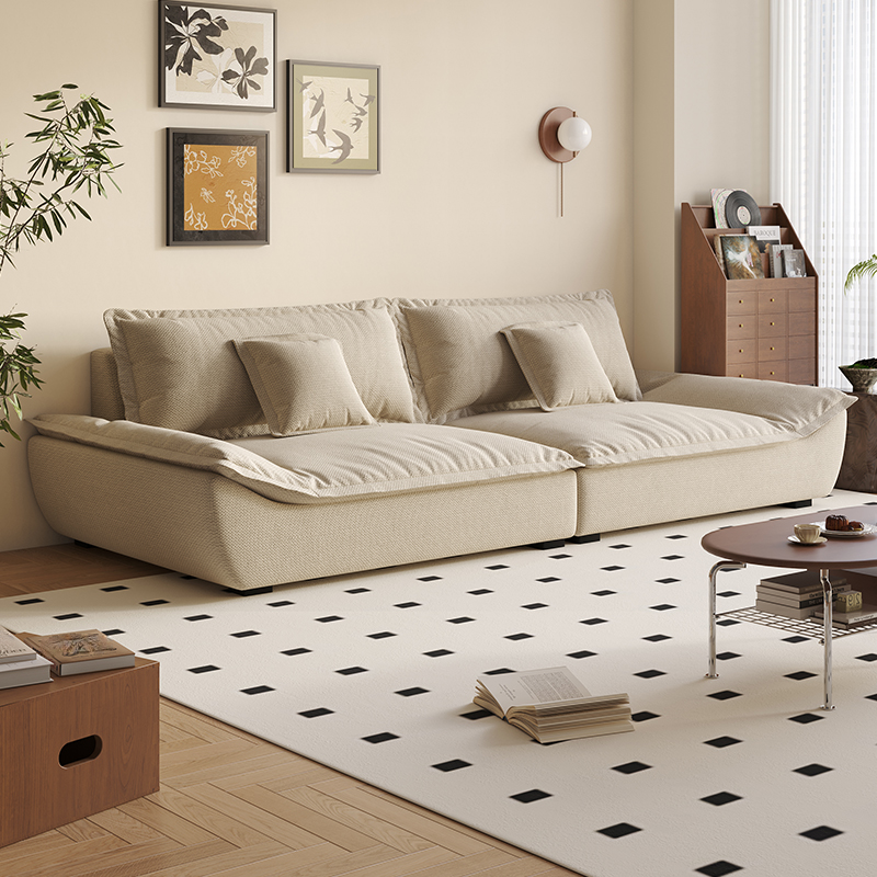Modish Solid Color Stain Resistant Standard Sofa/Loveseat for 3-seater/4-seater/5 Person with 2 Pillows - image 1