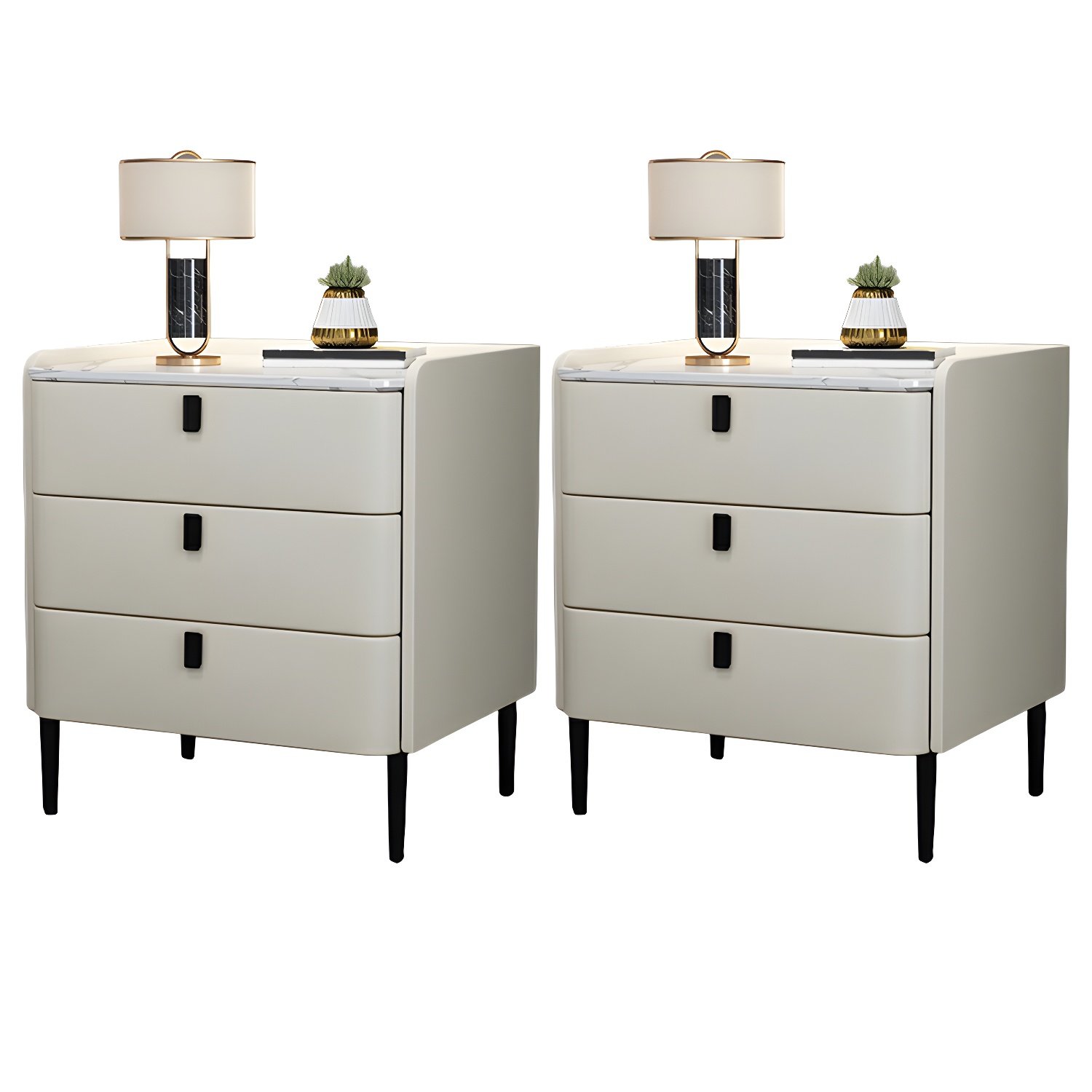 Glam Nightstand with Stone Top | Ormau - image 39