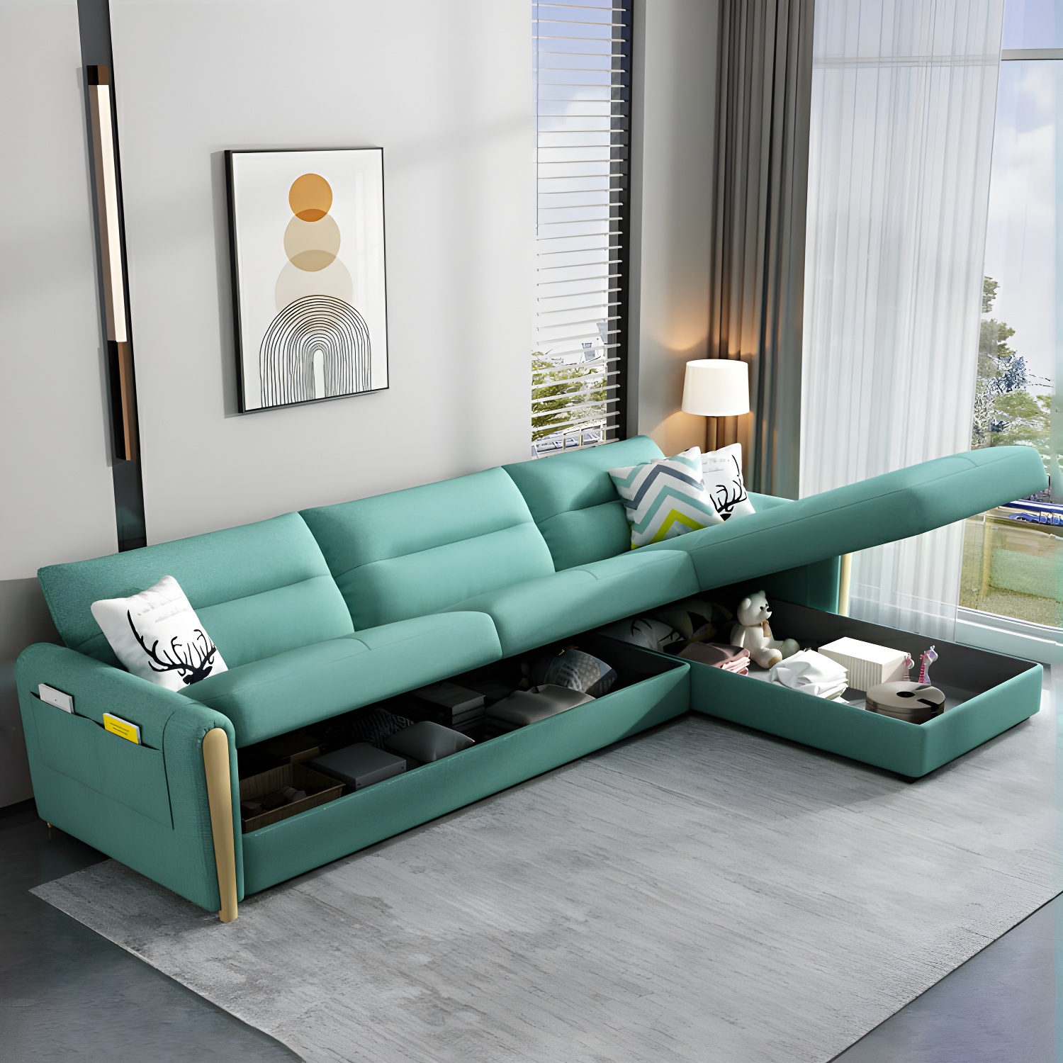 Green Sectional Sofa with Storage | Ormau - image 9