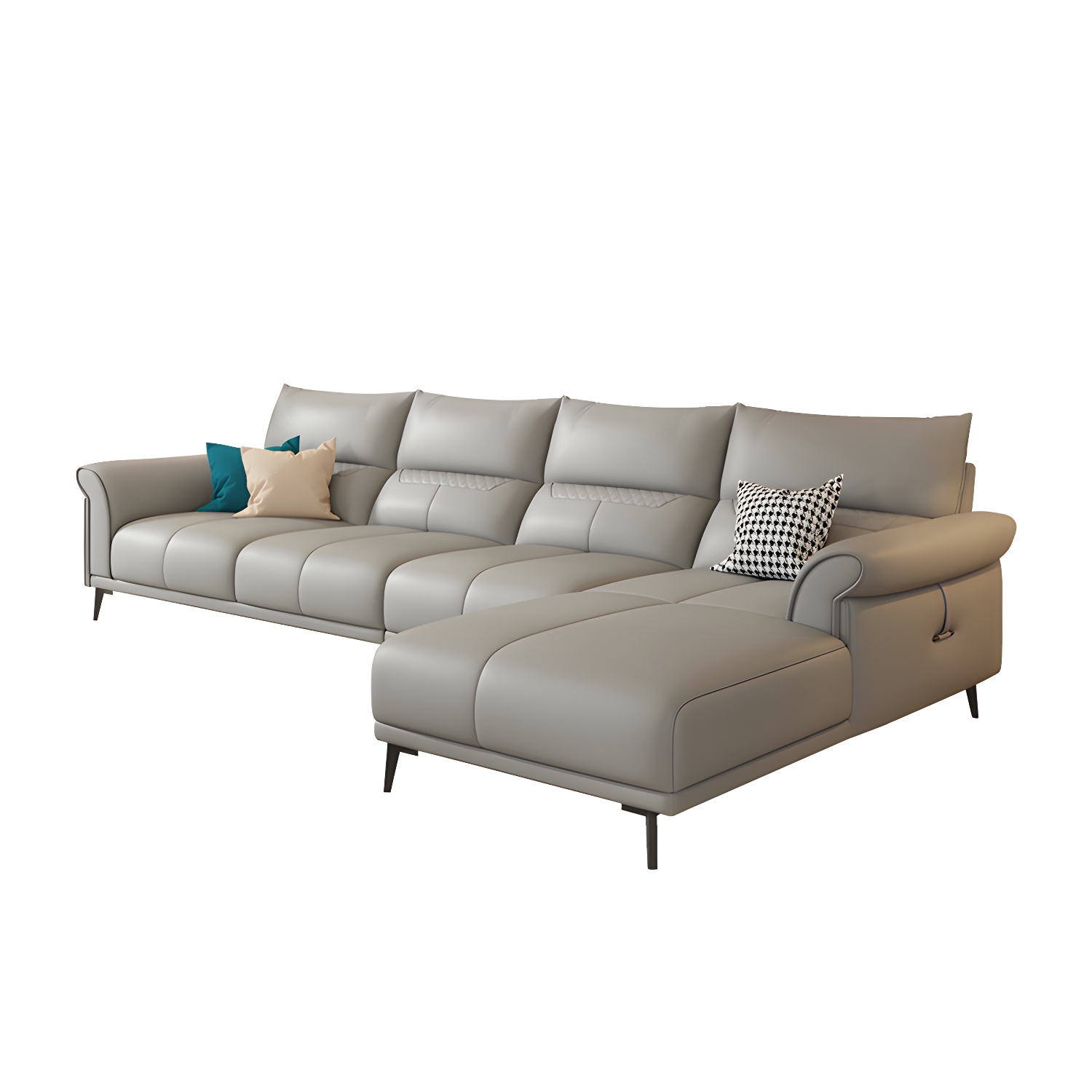 Gray Leather Sectional Sofa | Ormau - image 9