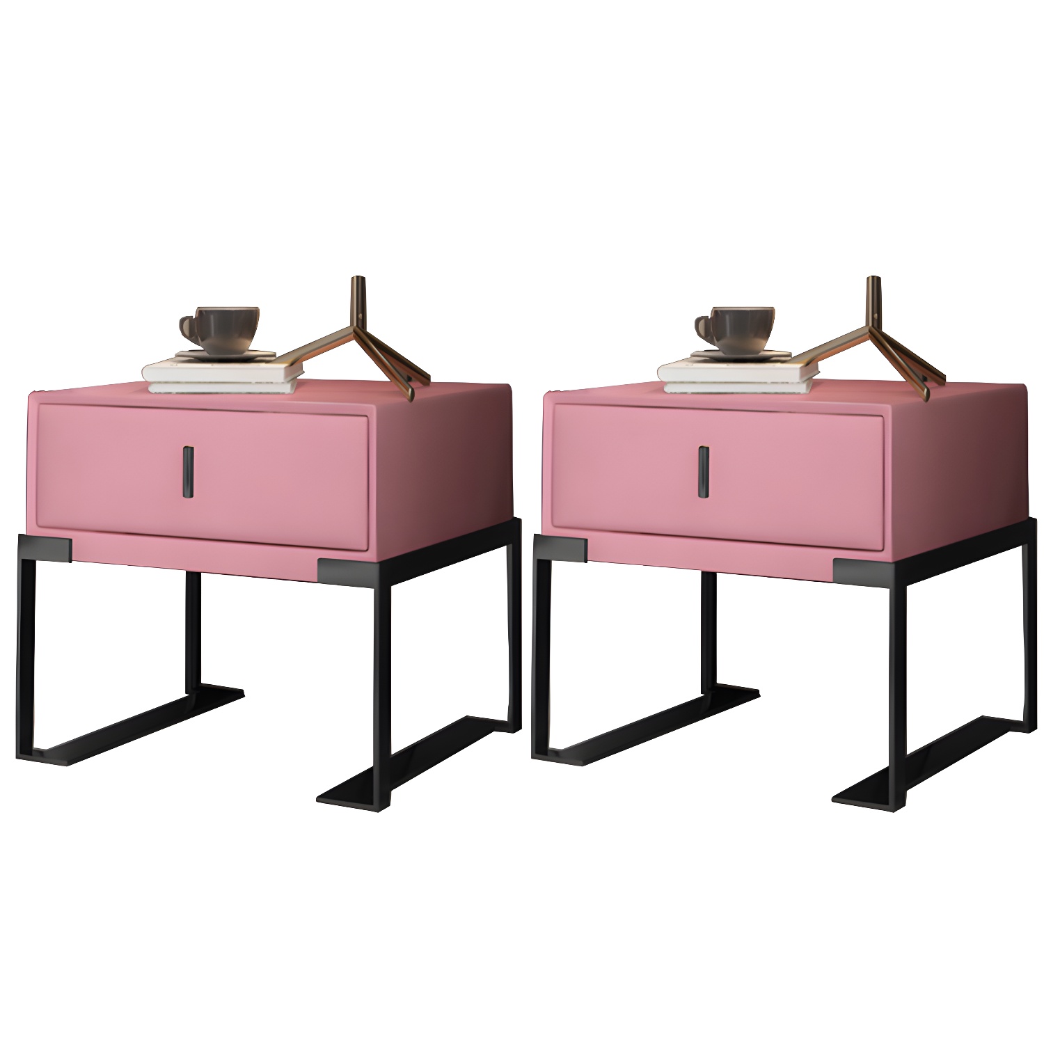 Leather Nightstand with Metal Legs | Ormau - image 42