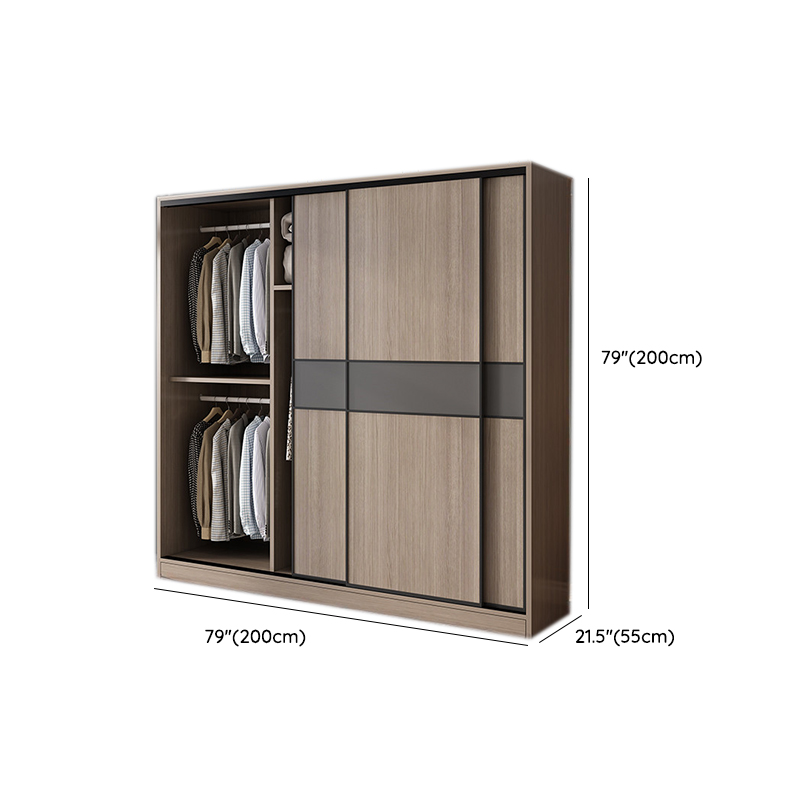 Rustic Brown Self-supporting Armoire Cabinet Pine with Shelves - image 15