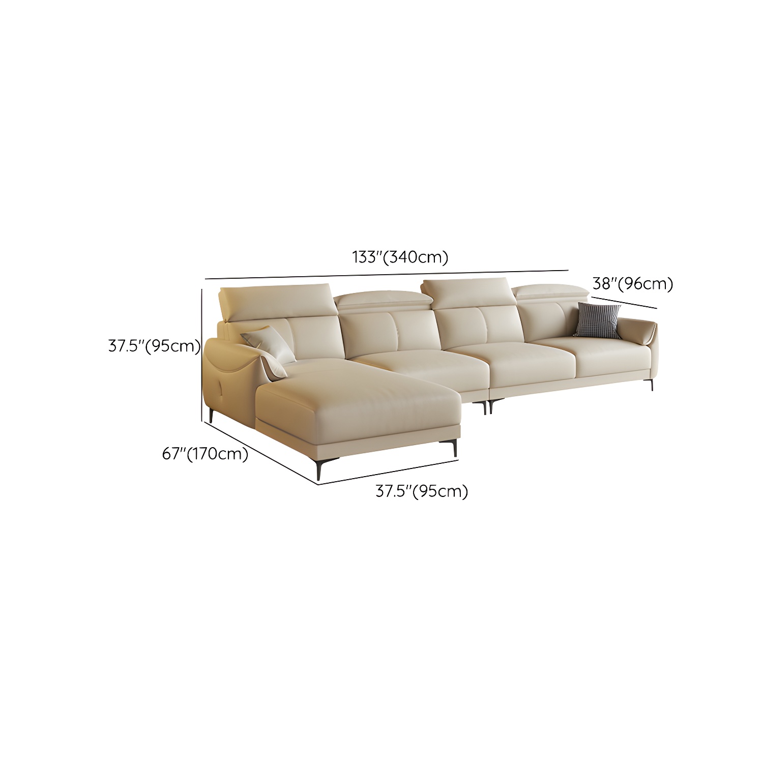 Modern Leather Sectional Sofa | Ormau - image 18