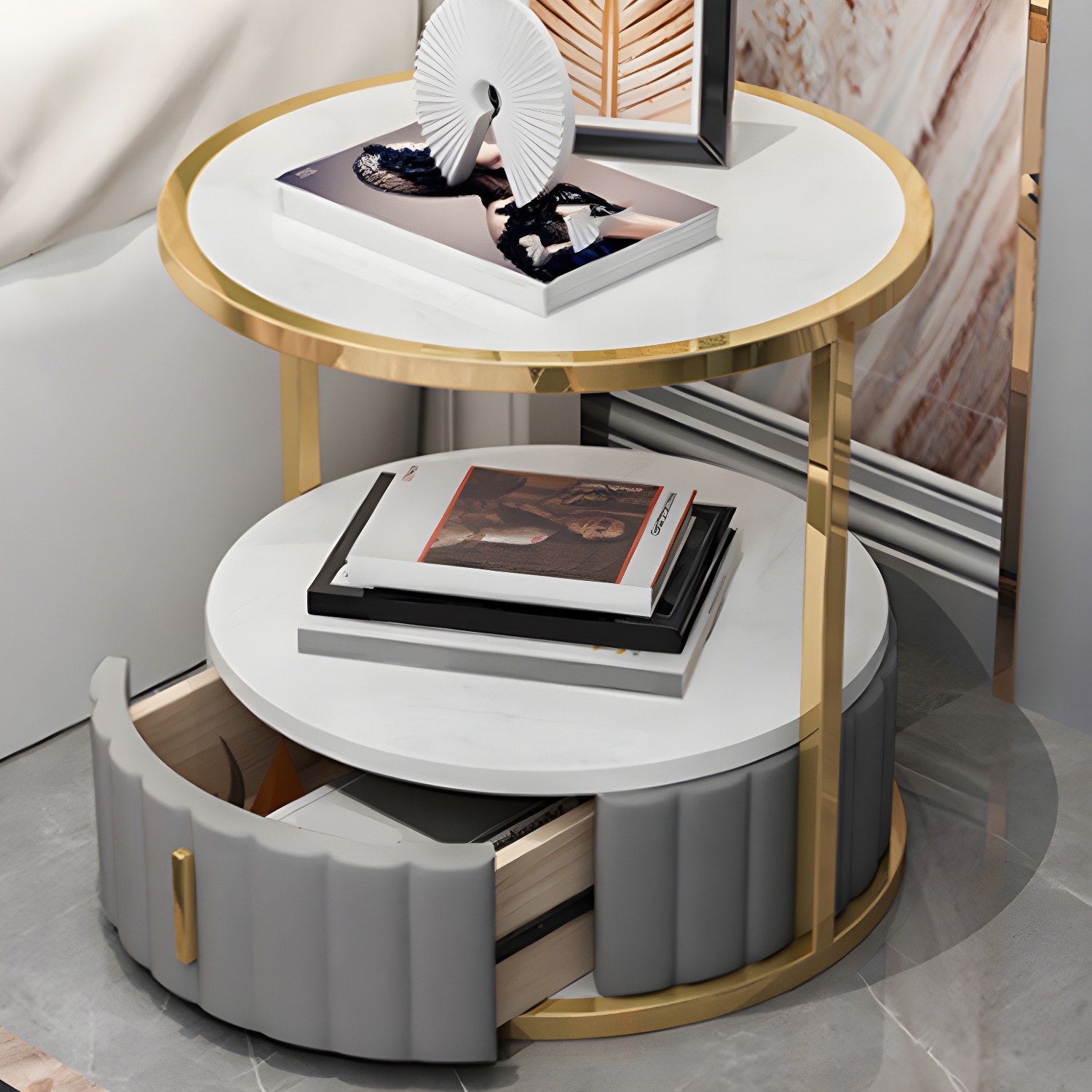 Modern Stone Top Nightstand | Ormau - image 7