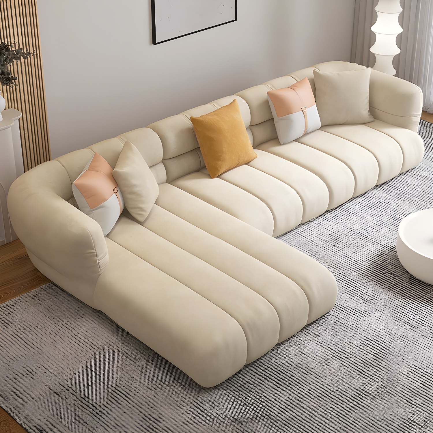 Beige L-Shape Sectional Sofa with Storage | Ormau - image 3