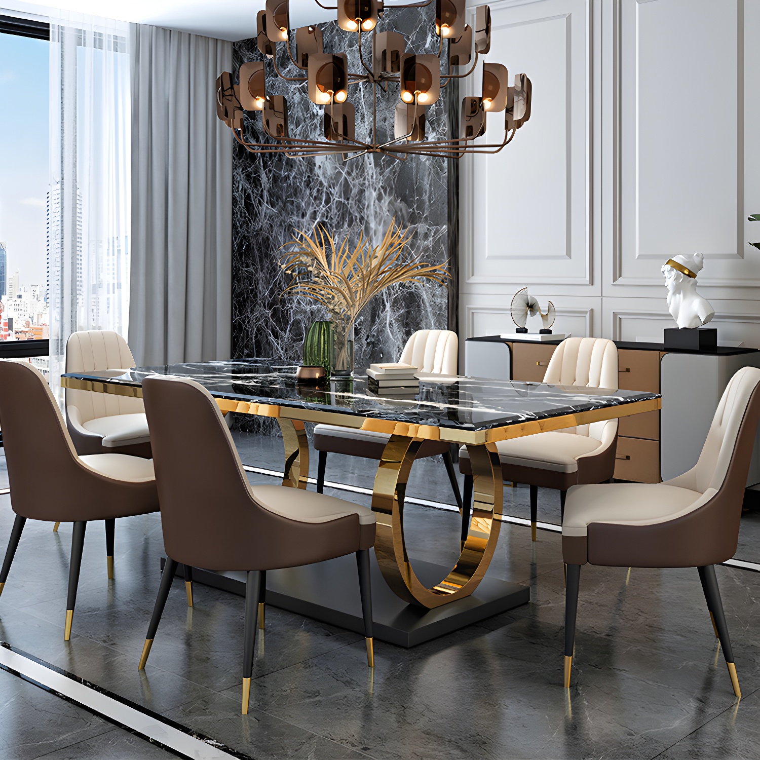 Marble & Gold Dining Set | Ormau - image 8