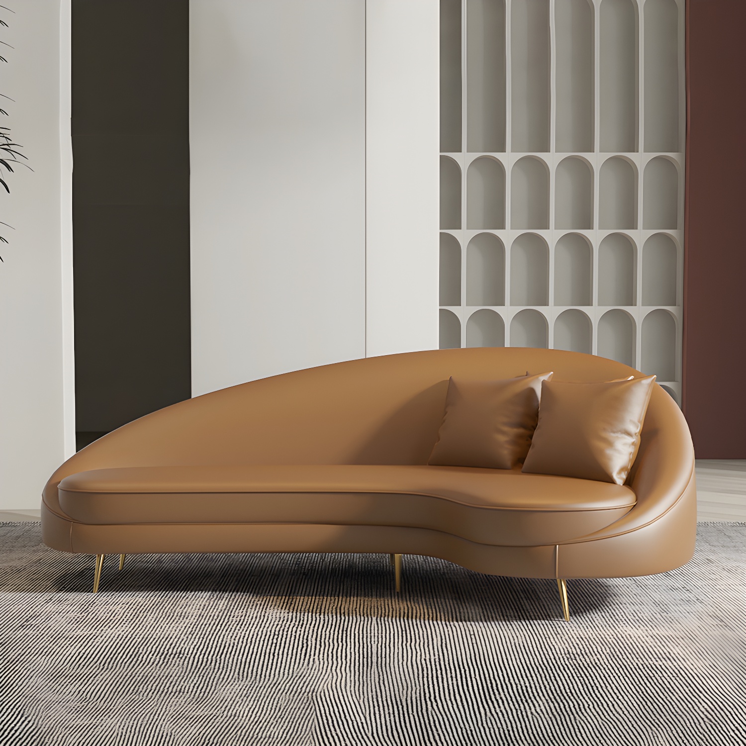 Curved Faux Leather Sofa | Ormau - image 5
