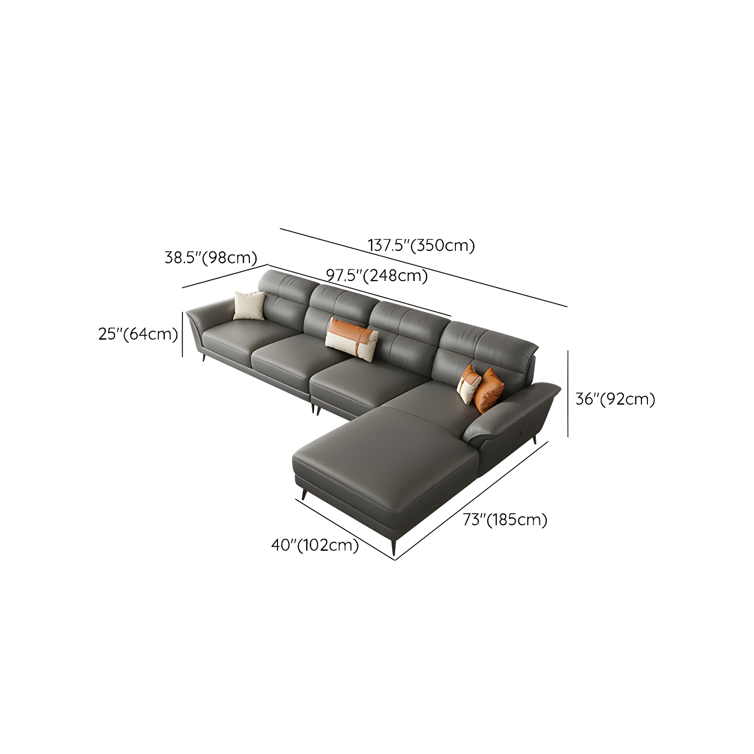 Modern Flared-Arm Sectional | Ormau - image 8