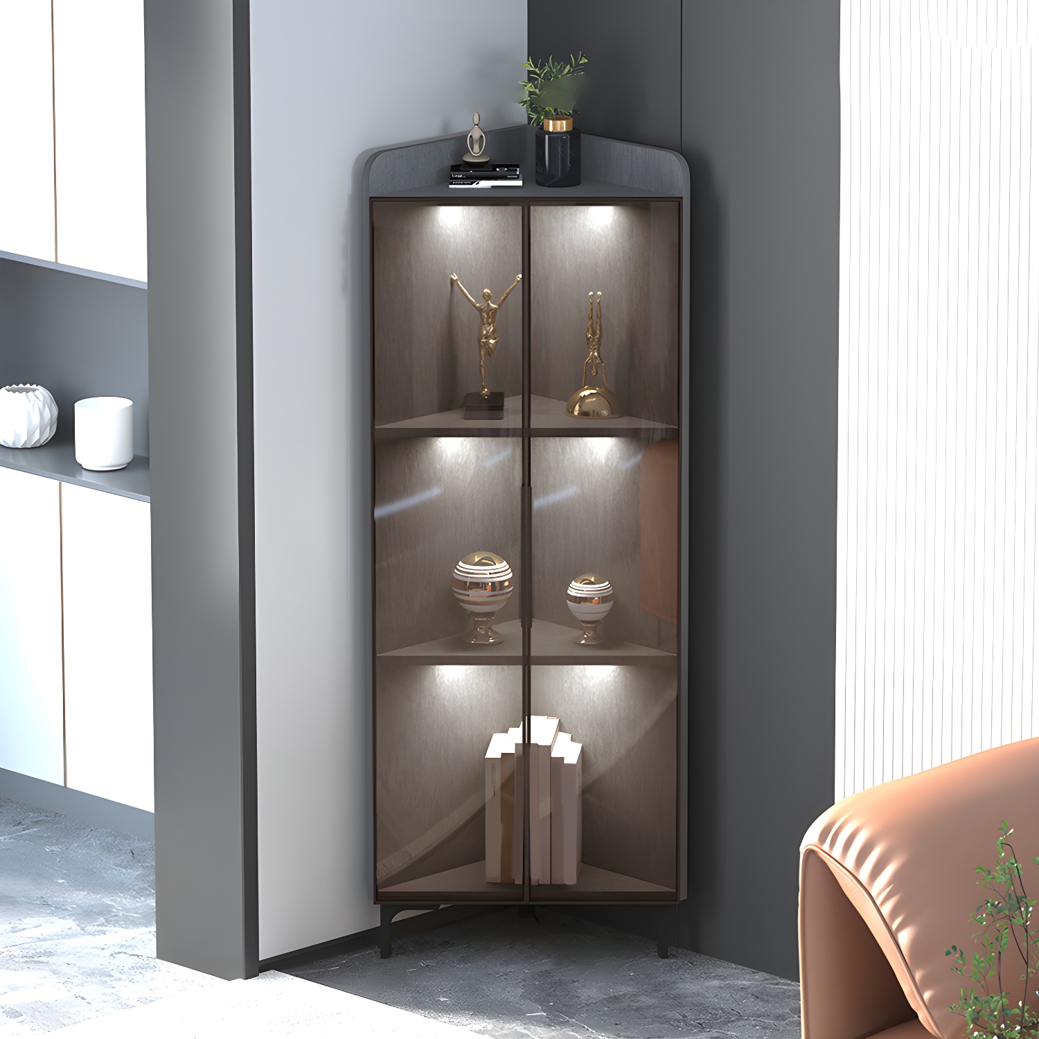Scandinavian Corner Cabinet with Glass Doors | Ormau - image 19