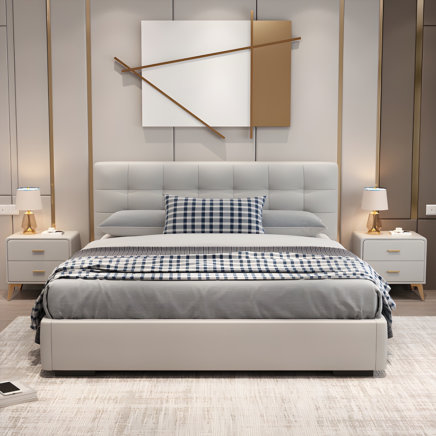 Modern Faux Leather Nightstand | Ormau - image 23