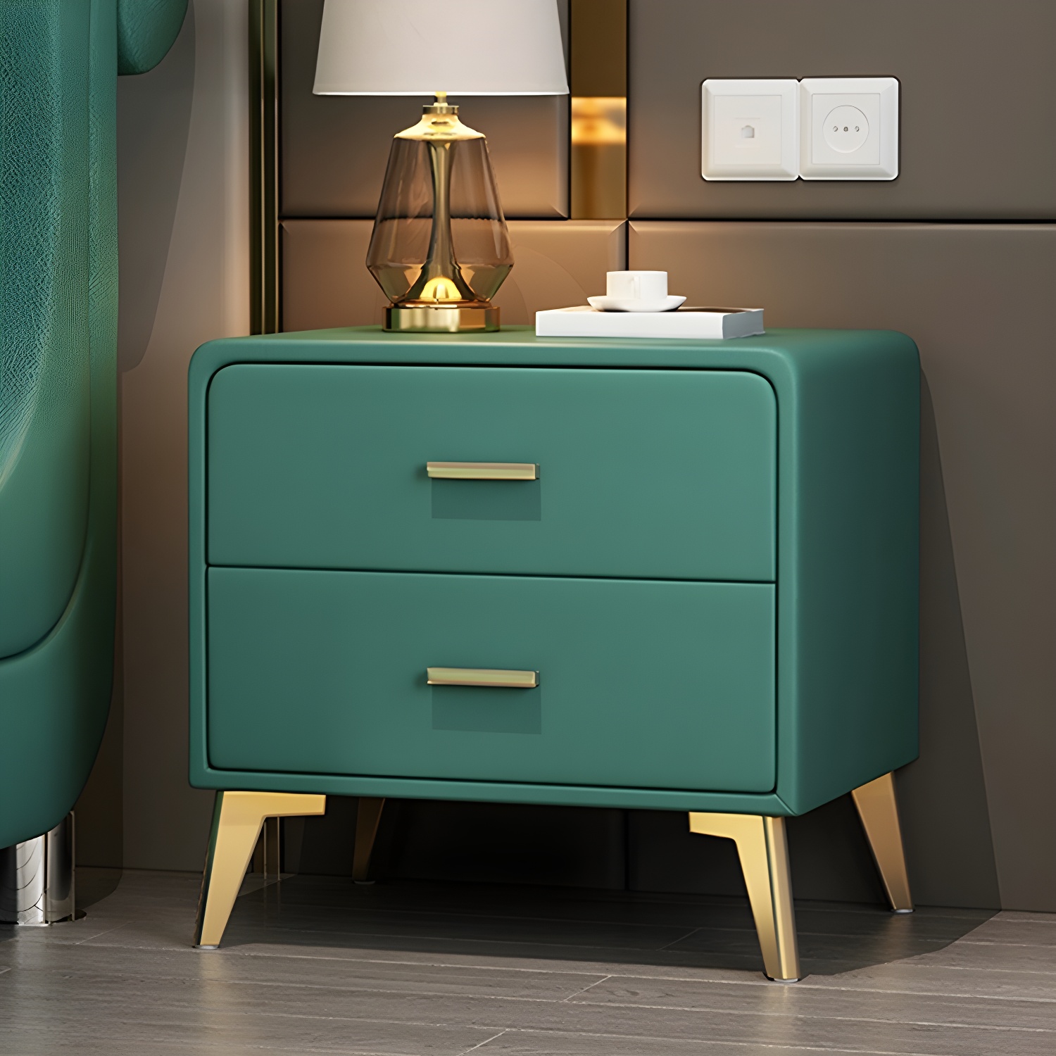 Modern Faux Leather Nightstand | Ormau - image 16